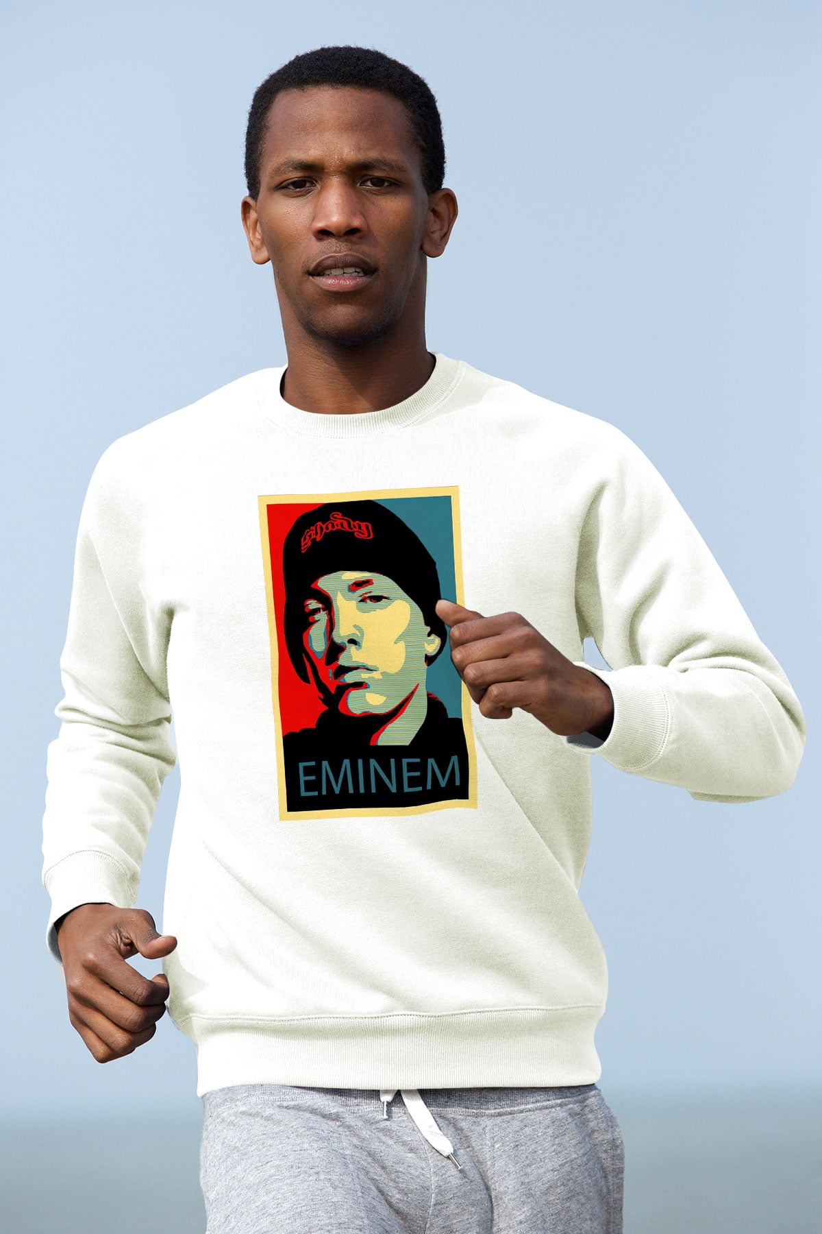 Eminem Beyaz Unisex Sweatshirt