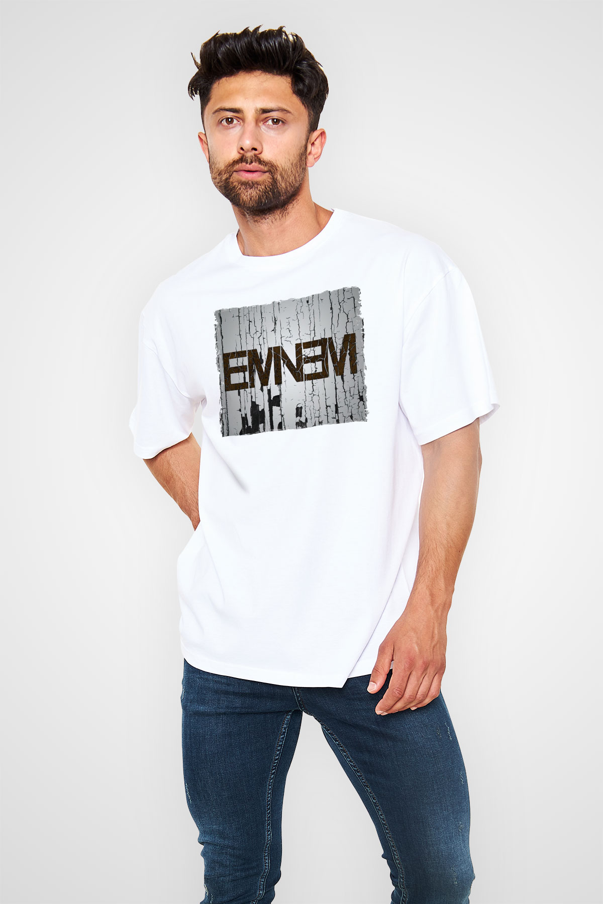 Eminem Beyaz Oversize Tişört Oversize T-shirt - TişörtFabrikası