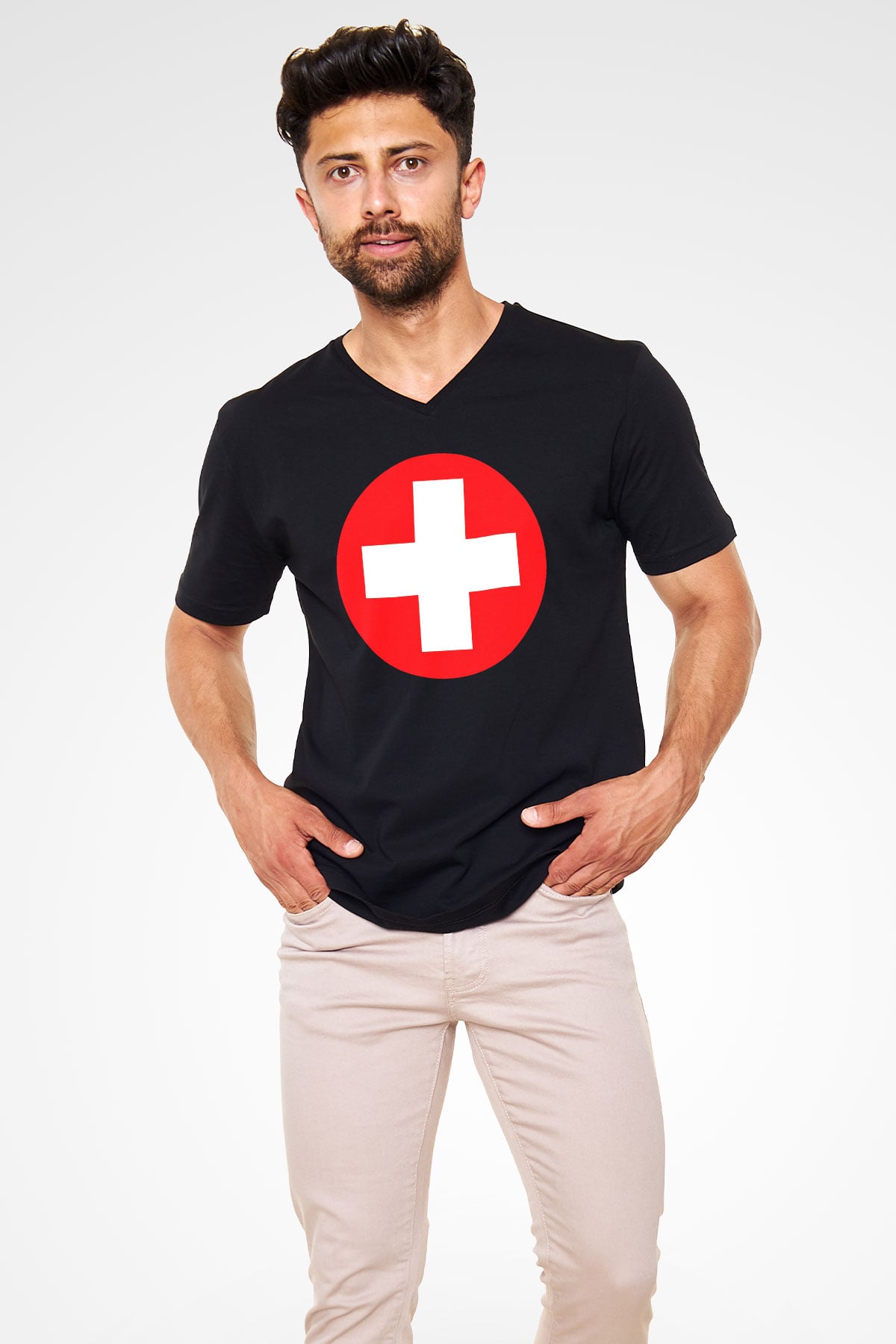 Eminem Siyah Unisex V Yaka Tişört T-Shirt