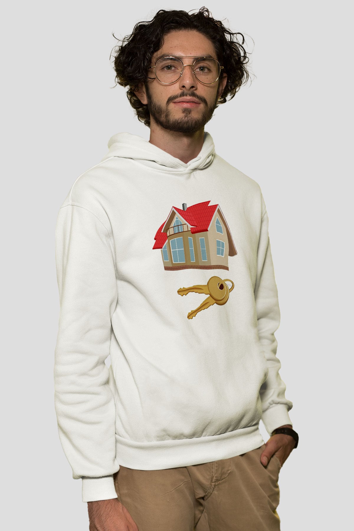 Emlakçı Beyaz Unisex Hoodie