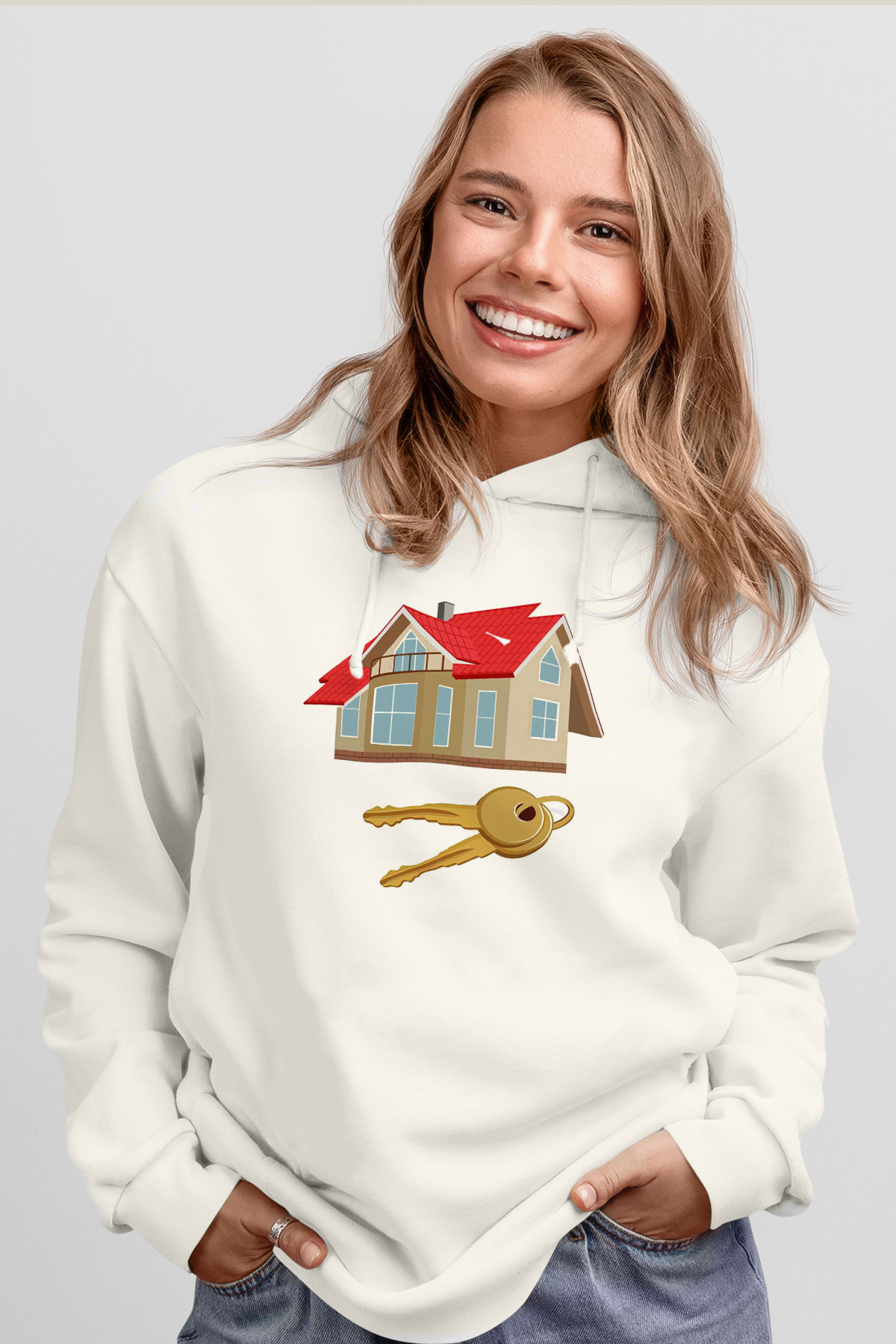 Emlakçı Beyaz Unisex Hoodie