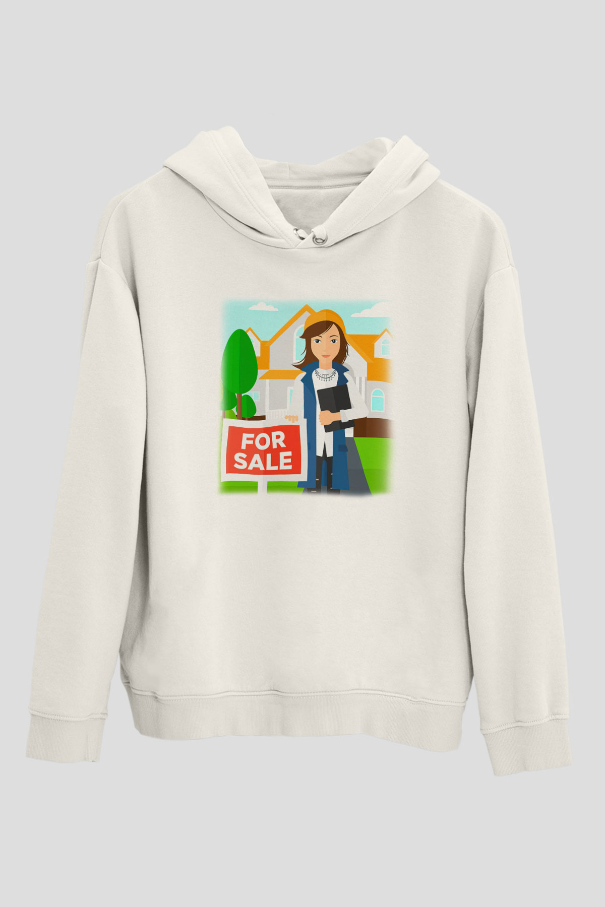 Emlakçı Beyaz Unisex Hoodie