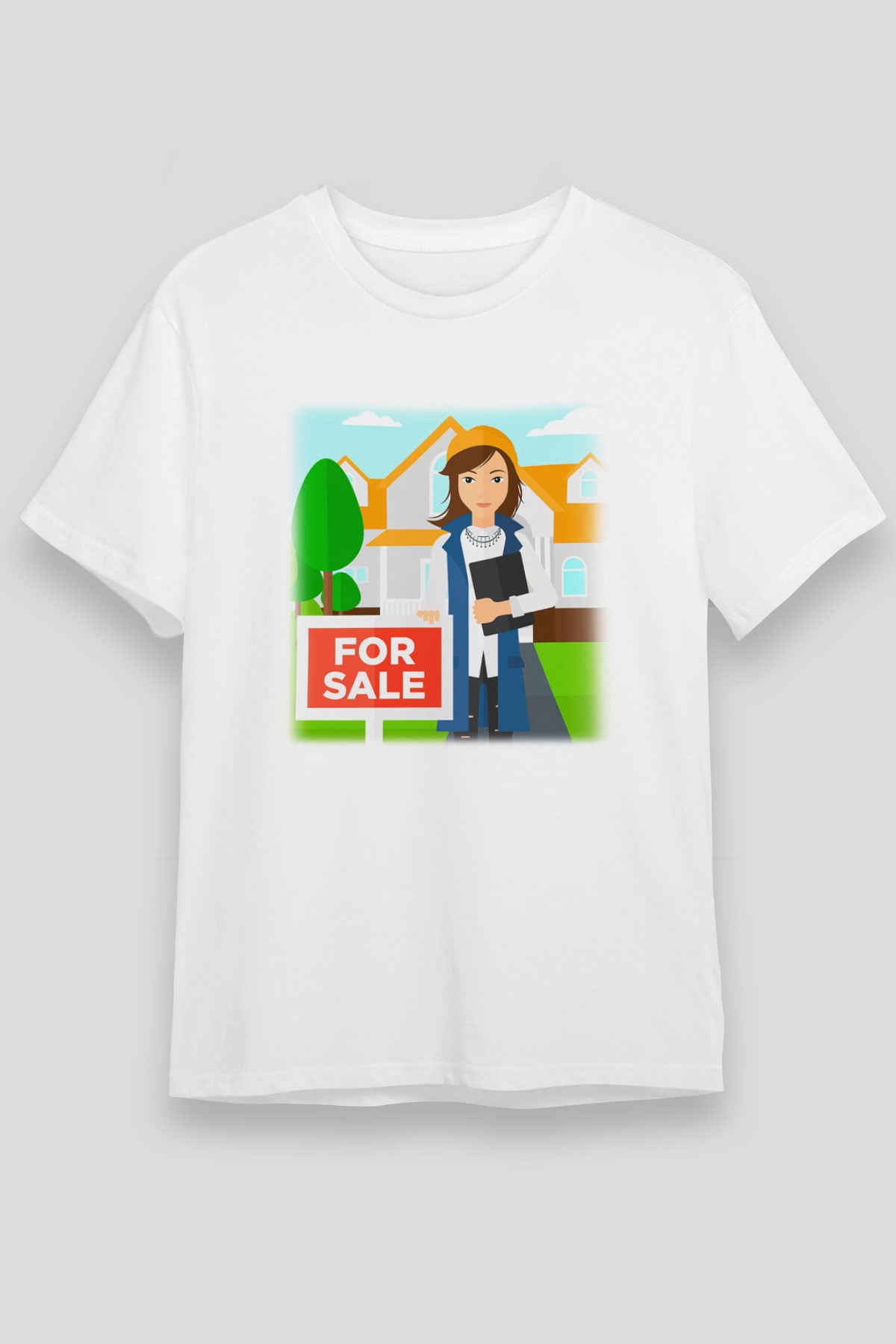 Emlakçı Beyaz Unisex Tişört T-Shirt - TişörtFabrikası