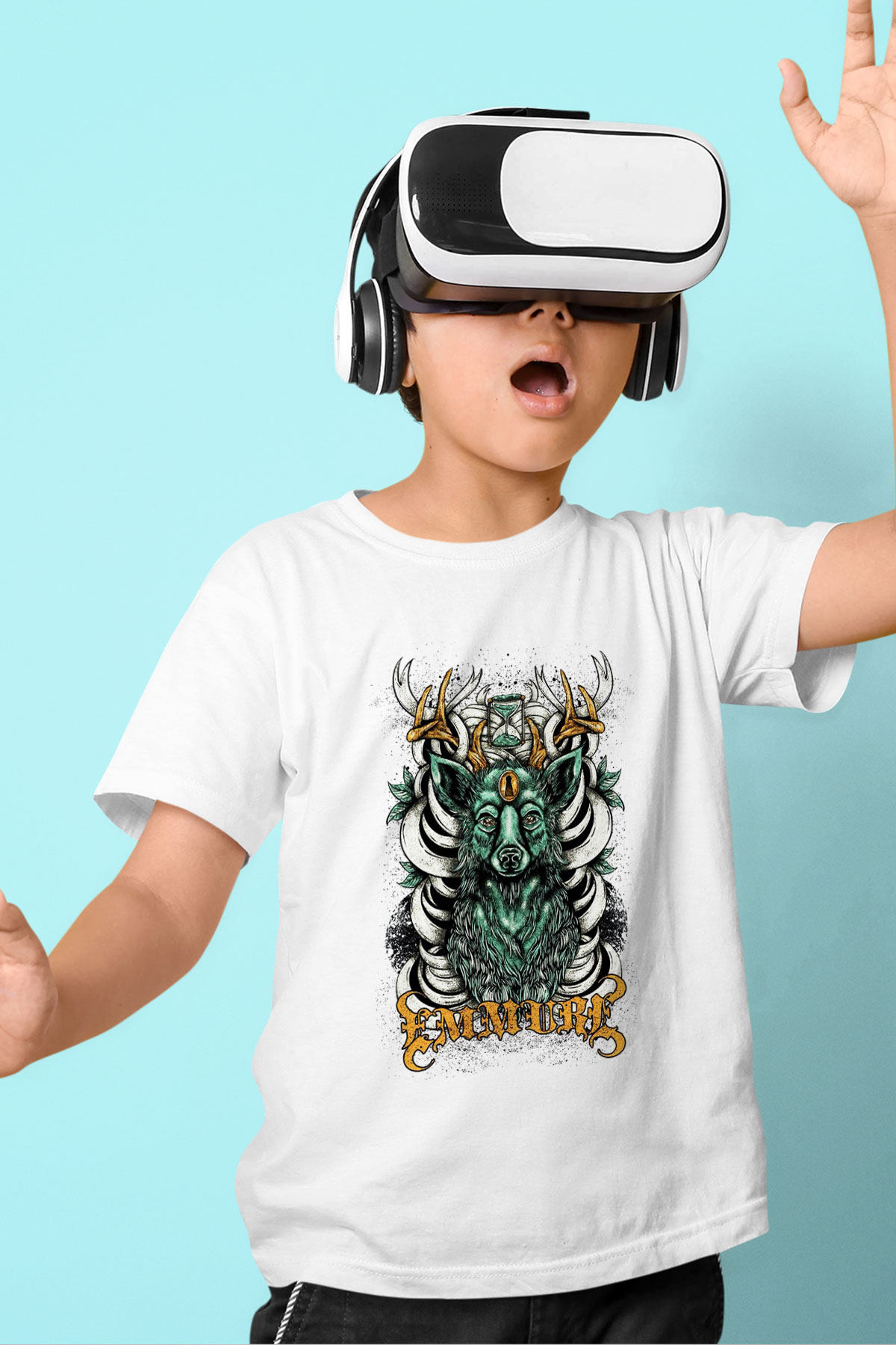 Emmure Baskılı Beyaz Unisex Çocuk Tişört