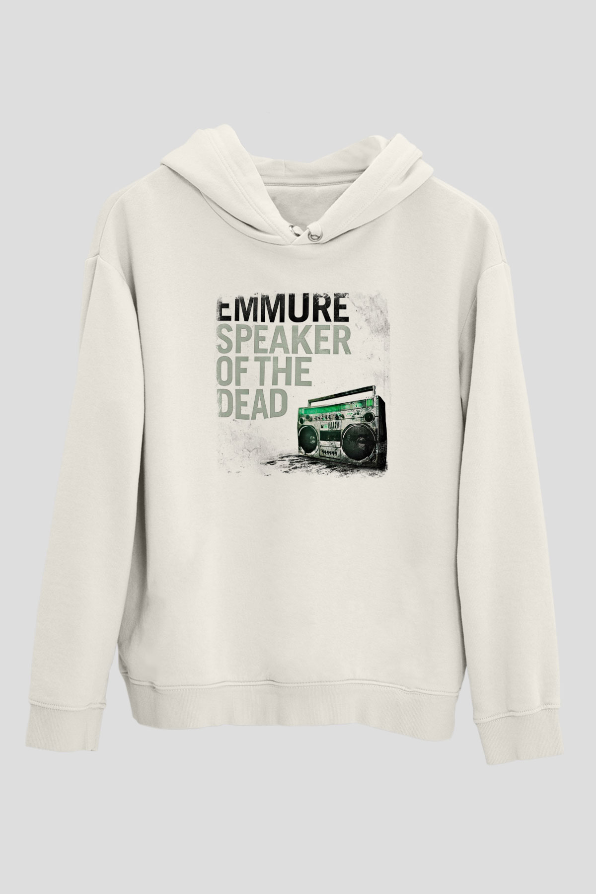 Emmure Baskılı Unisex Beyaz Hoodie