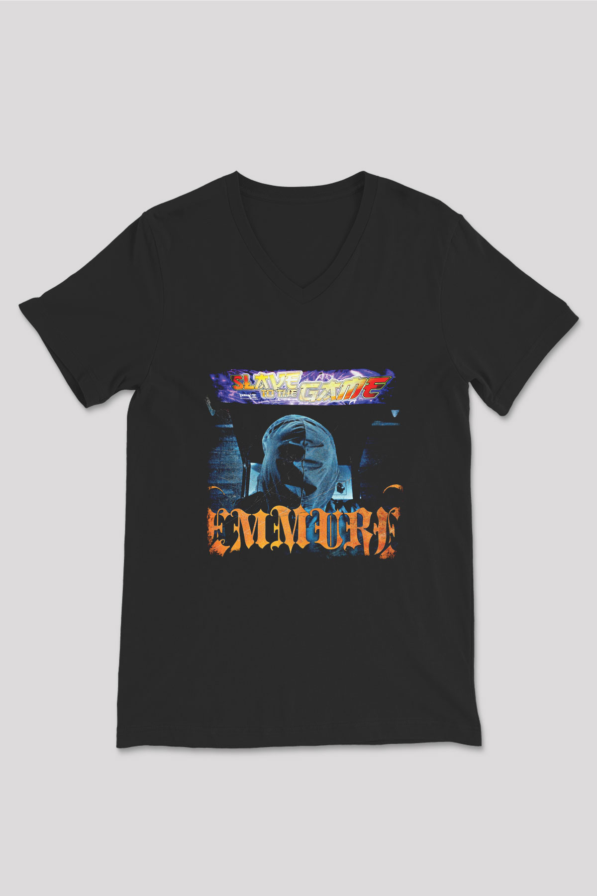 Emmure Baskılı Unisex Siyah V Yaka Tişört