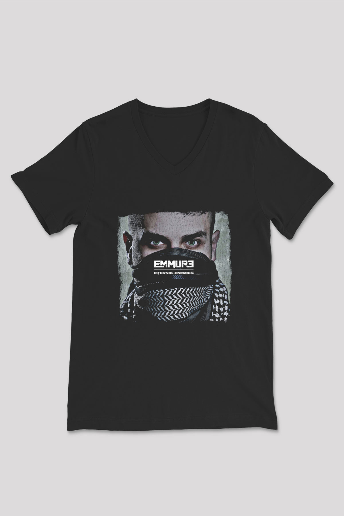 Emmure Baskılı Unisex Siyah V Yaka Tişört