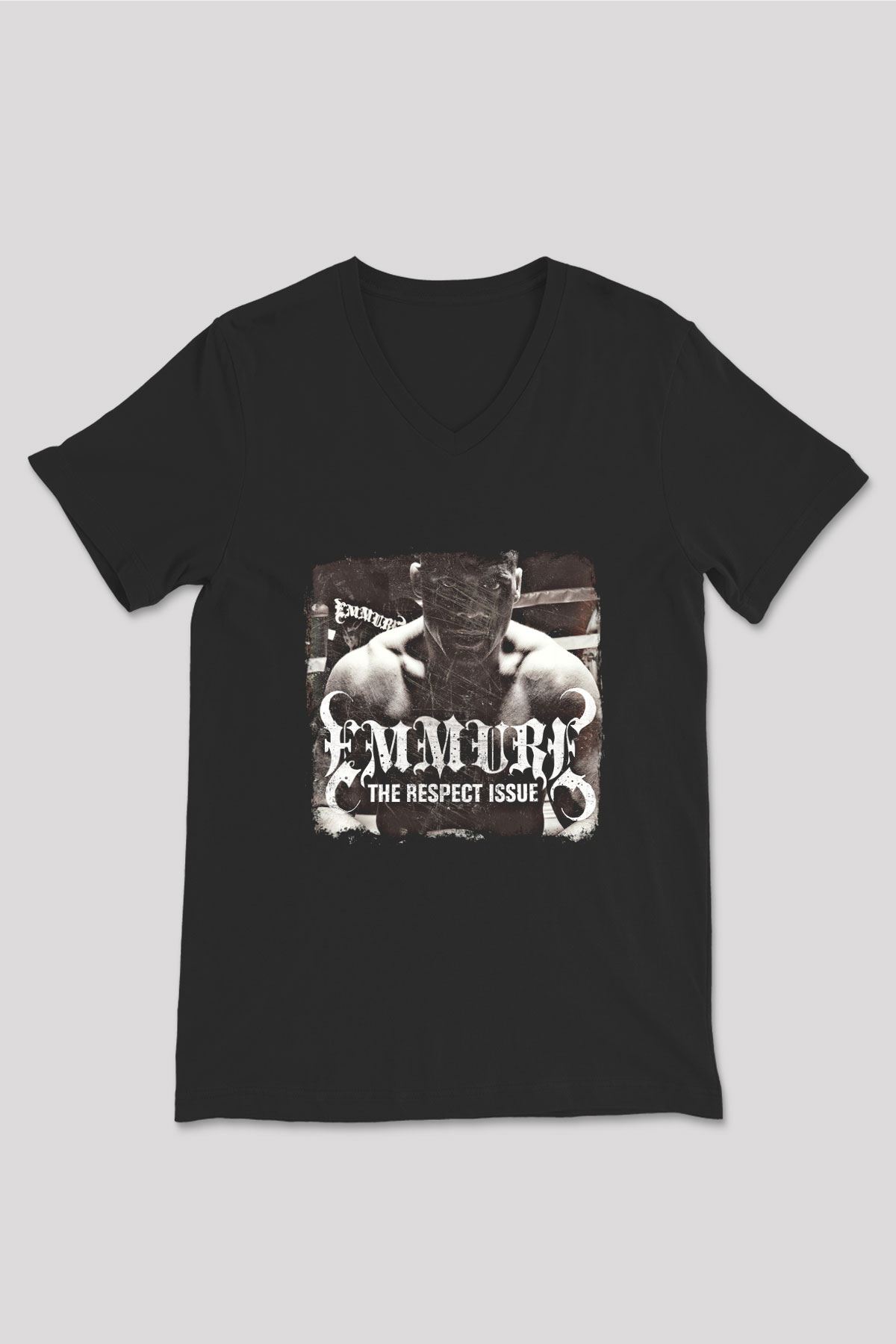 Emmure Baskılı Unisex Siyah V Yaka Tişört