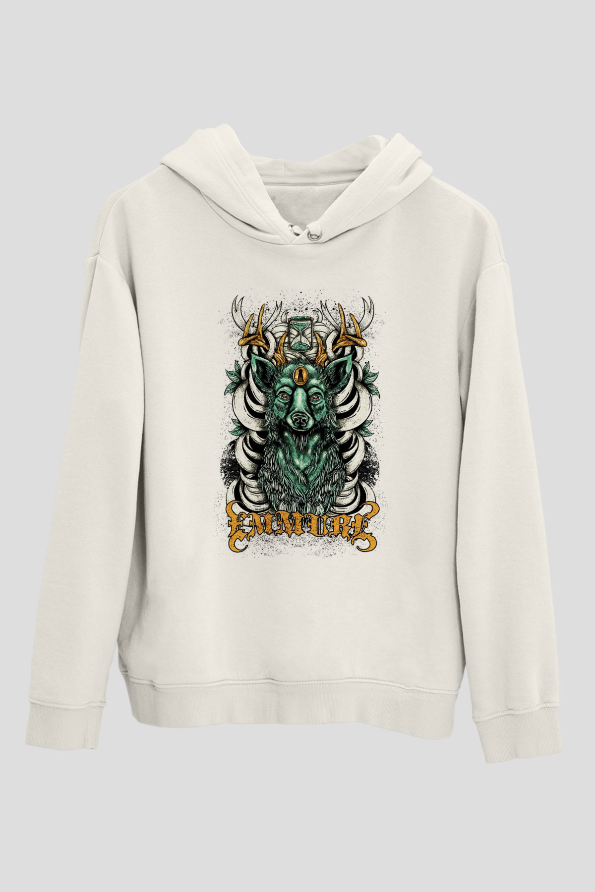 Emmure Beyaz Unisex Kapşonlu Sweatshirt