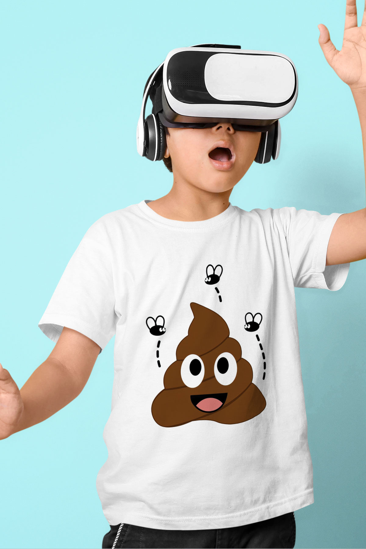 Emoji Baskılı Unisex Beyaz  Çocuk Tişört