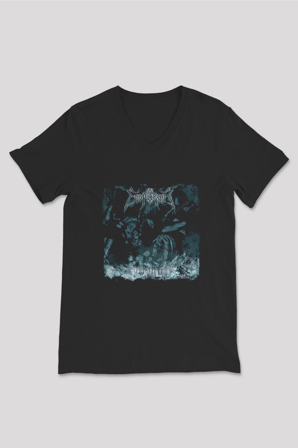 Emperor Baskılı Unisex Siyah V Yaka Tişört