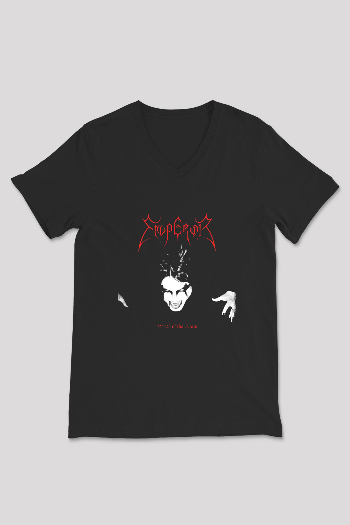 Emperor Baskılı Unisex Siyah V Yaka Tişört