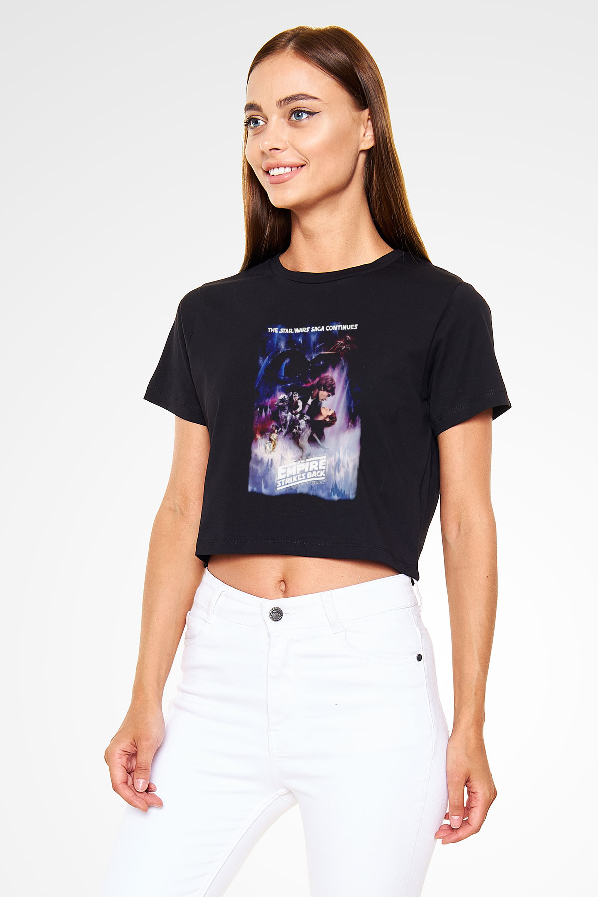 Empire Strikes Back Siyah   Crop Top Tişört
