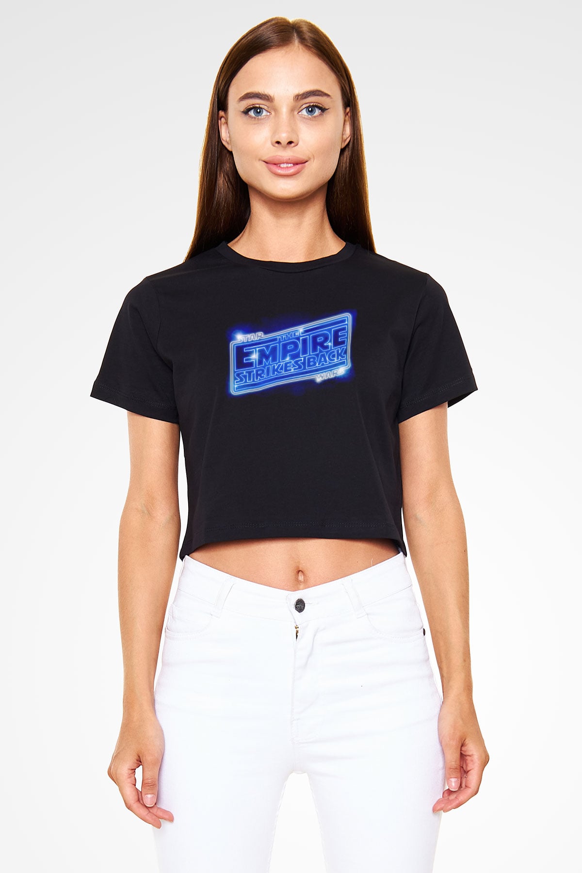 Empire Strikes Back Siyah   Crop Top Tişört