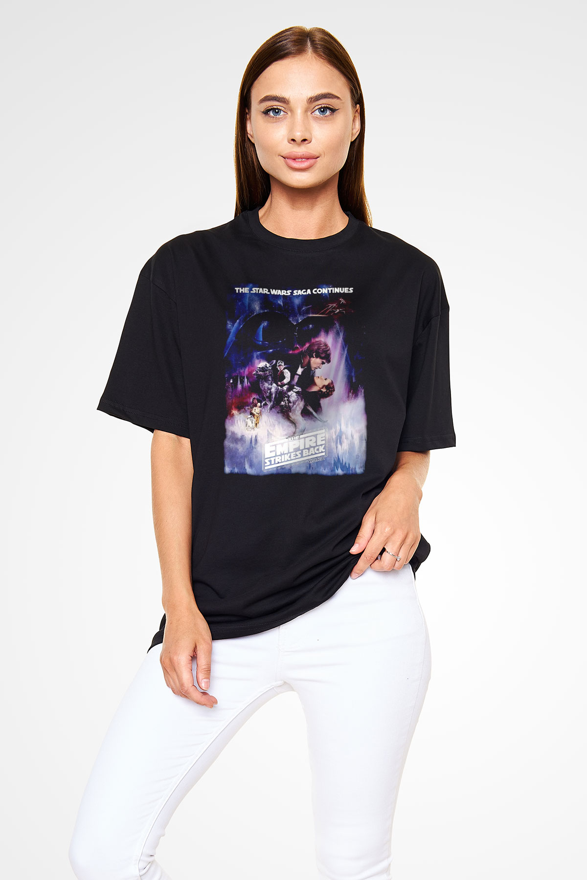 Empire Strikes Back Siyah Oversize Tişört