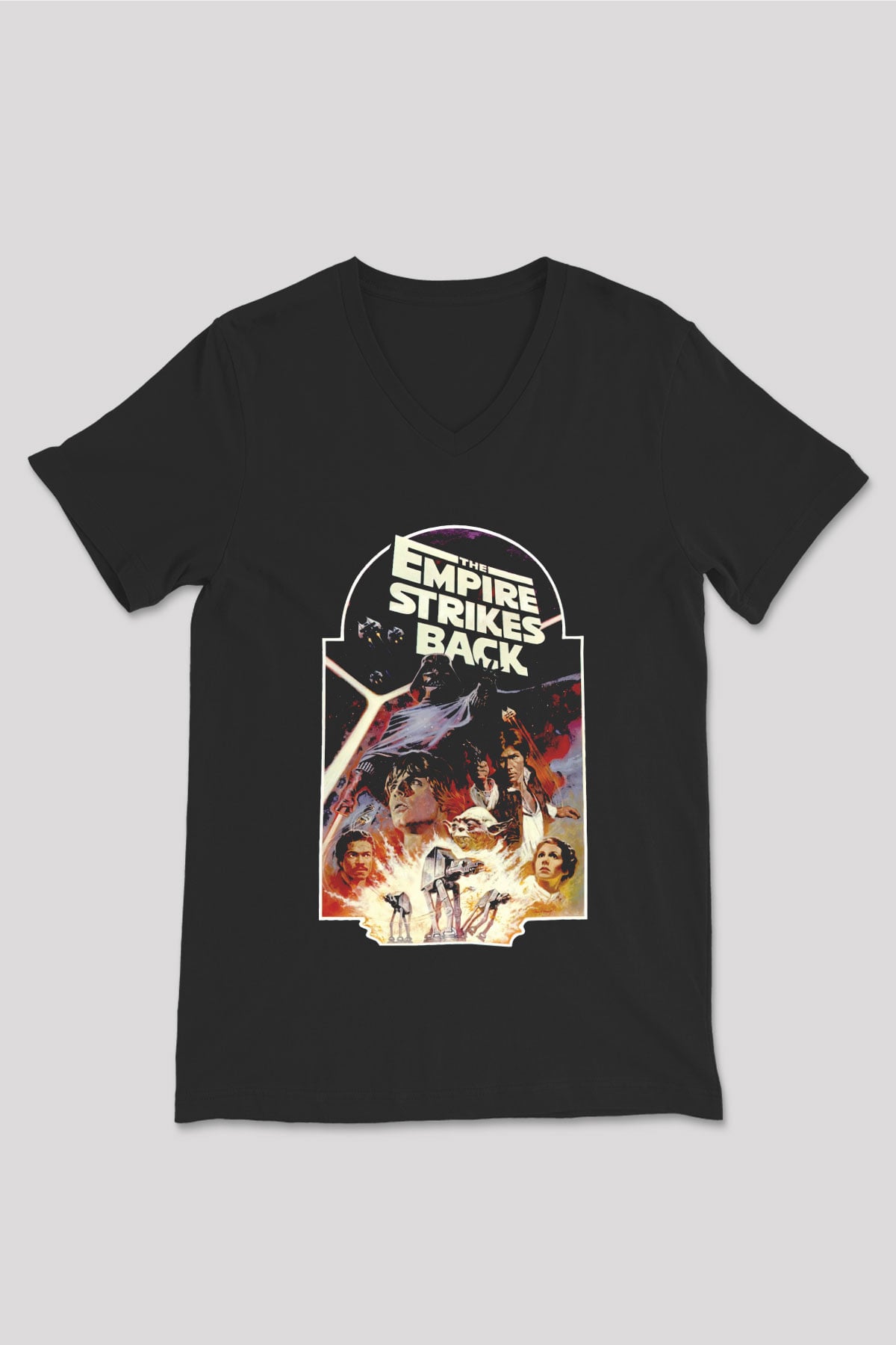 Empire Strikes Back Siyah Unisex  V Yaka Tişört