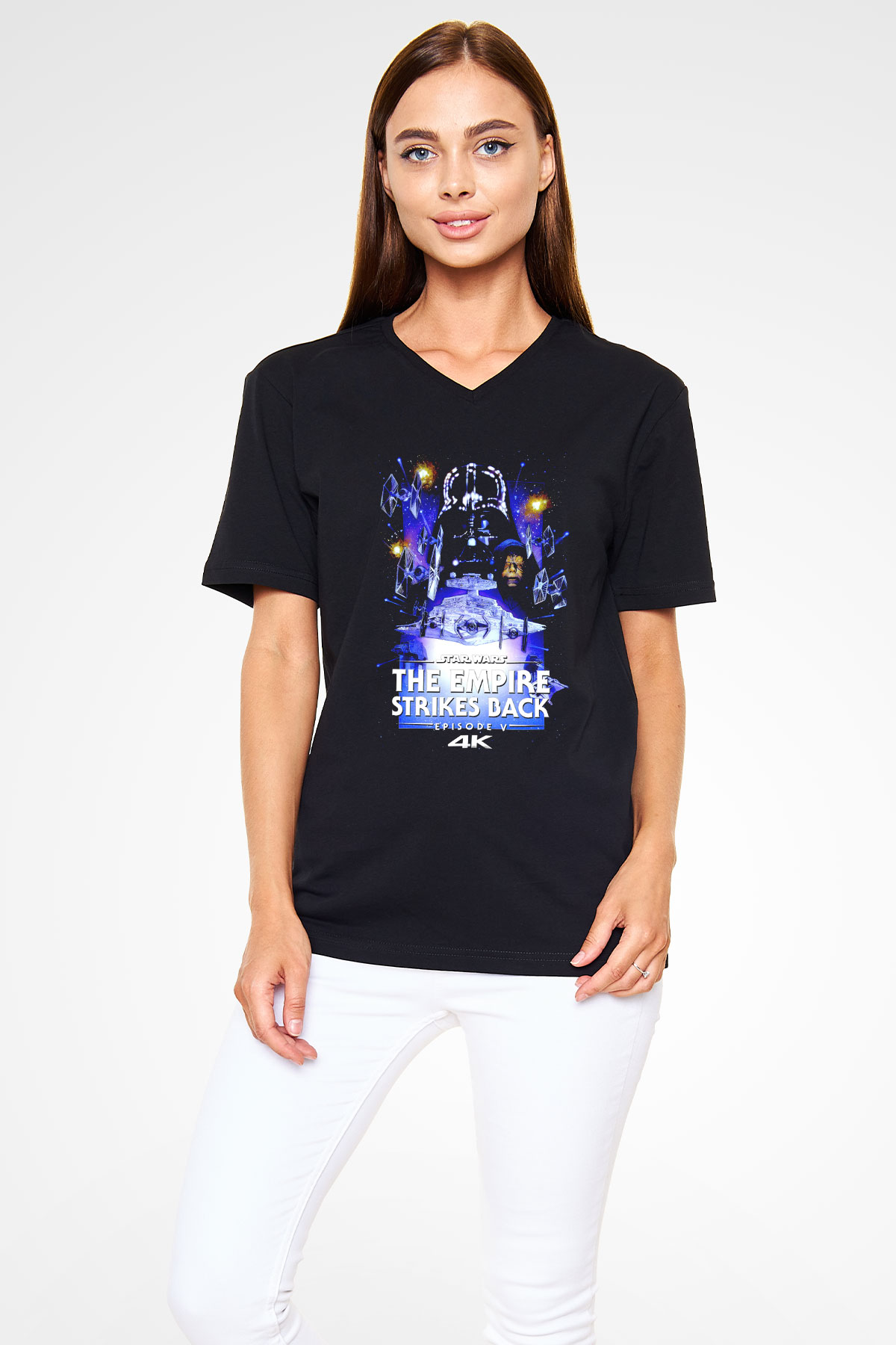 Empire Strikes Back Siyah Unisex  V Yaka Tişört