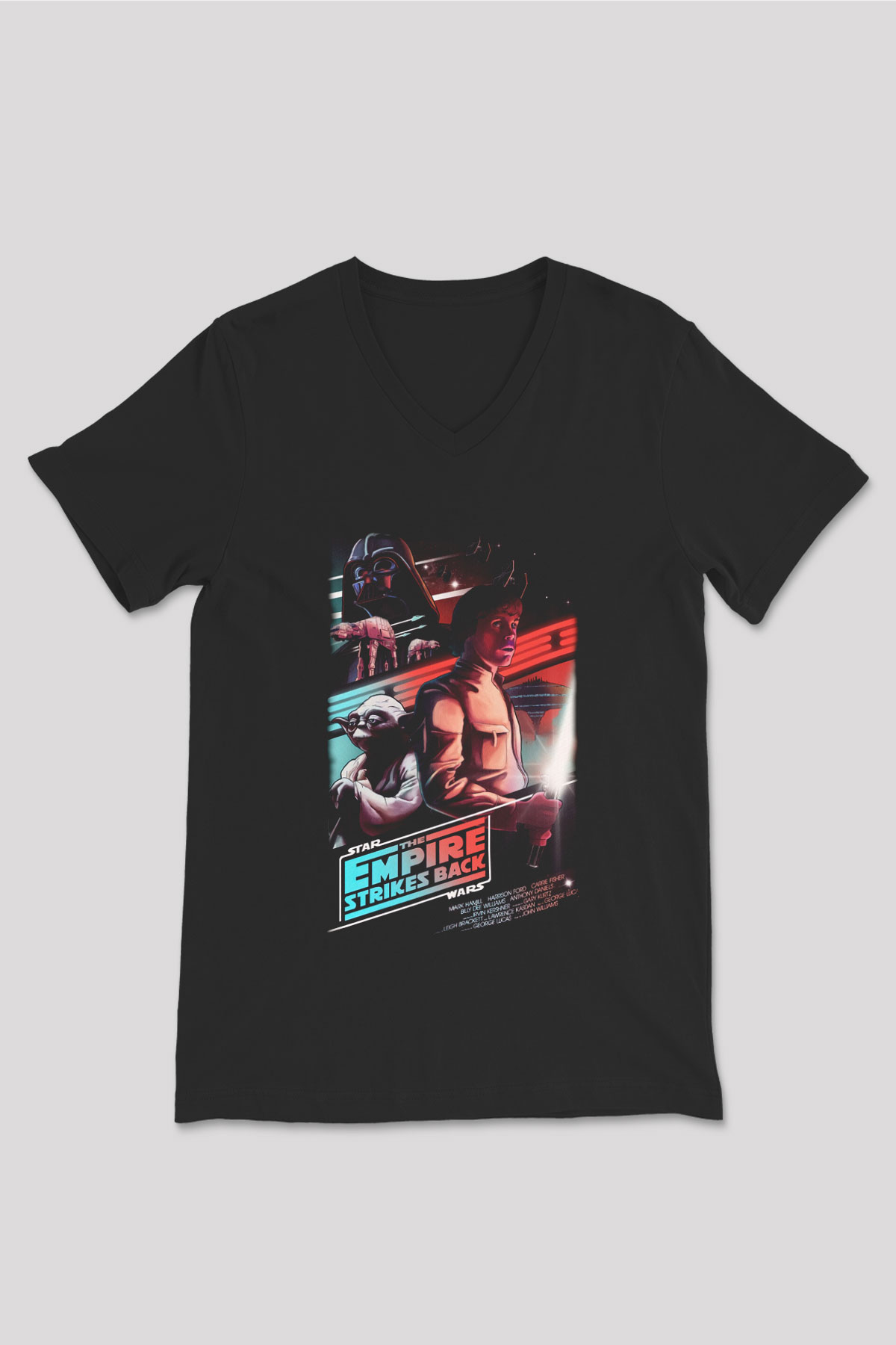 Empire Strikes Back Siyah Unisex  V Yaka Tişört