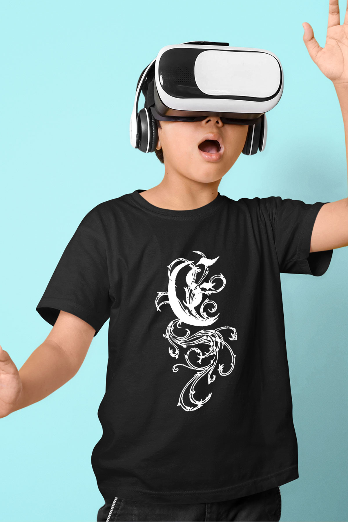 Empyrium Baskılı Unisex Siyah Çocuk Tişört - Tshirt