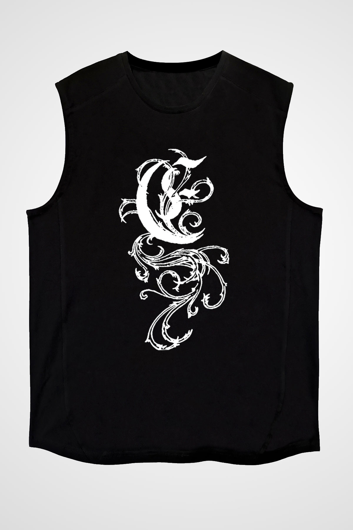 Empyrium Baskılı Unisex Siyah Kolsuz Tişört - Tshirt