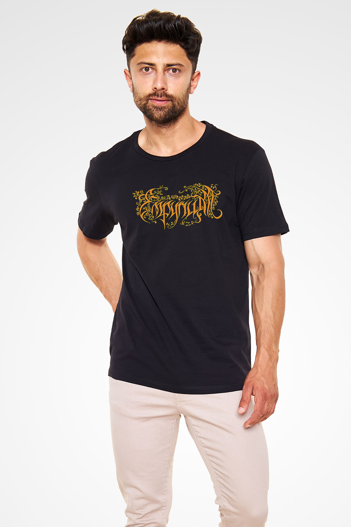 Empyrium Baskılı Unisex Siyah Tişört - Tshirt