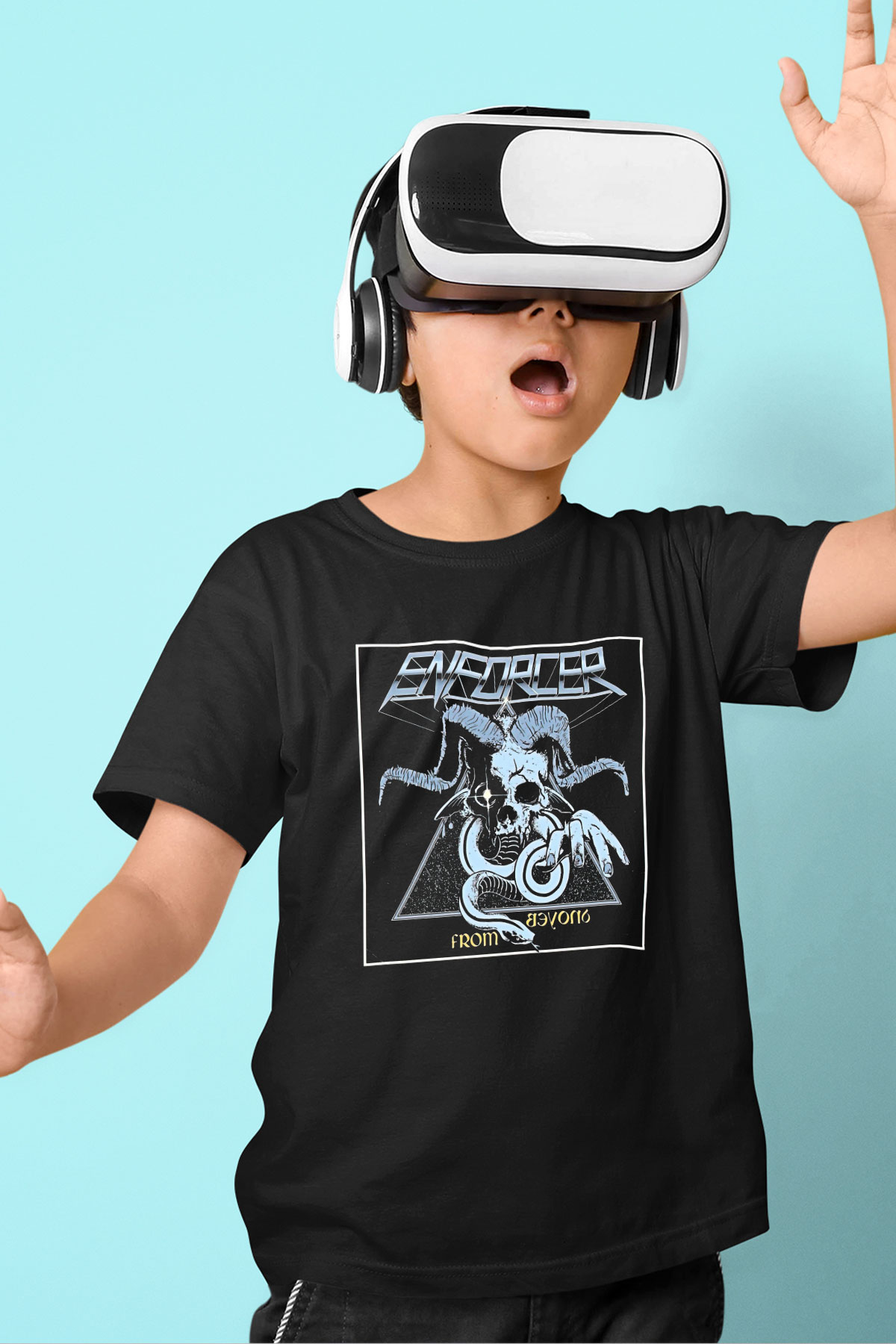 Enforcer Baskılı Unisex Siyah Çocuk Tişört - Tshirt