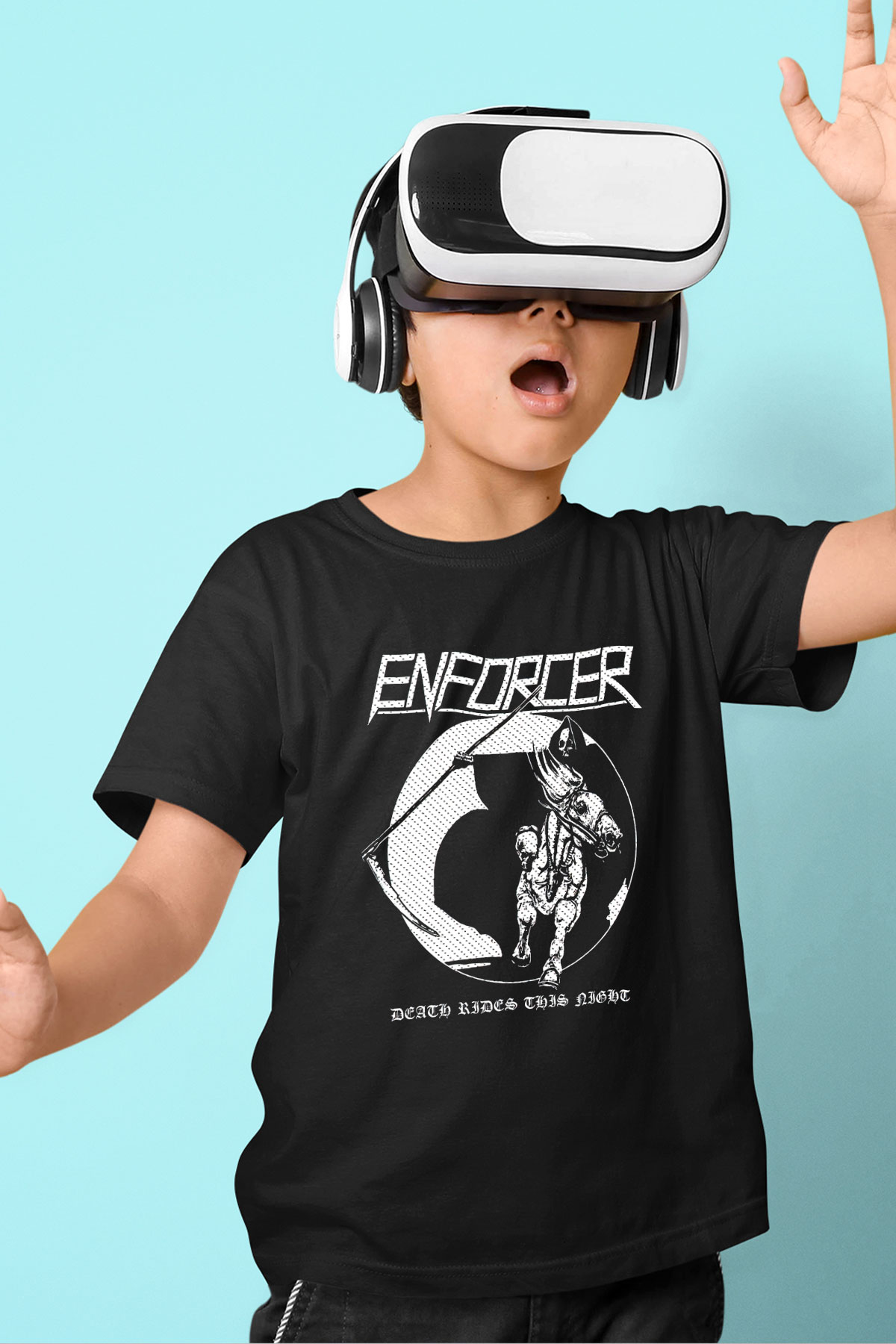 Enforcer Baskılı Unisex Siyah Çocuk Tişört - Tshirt