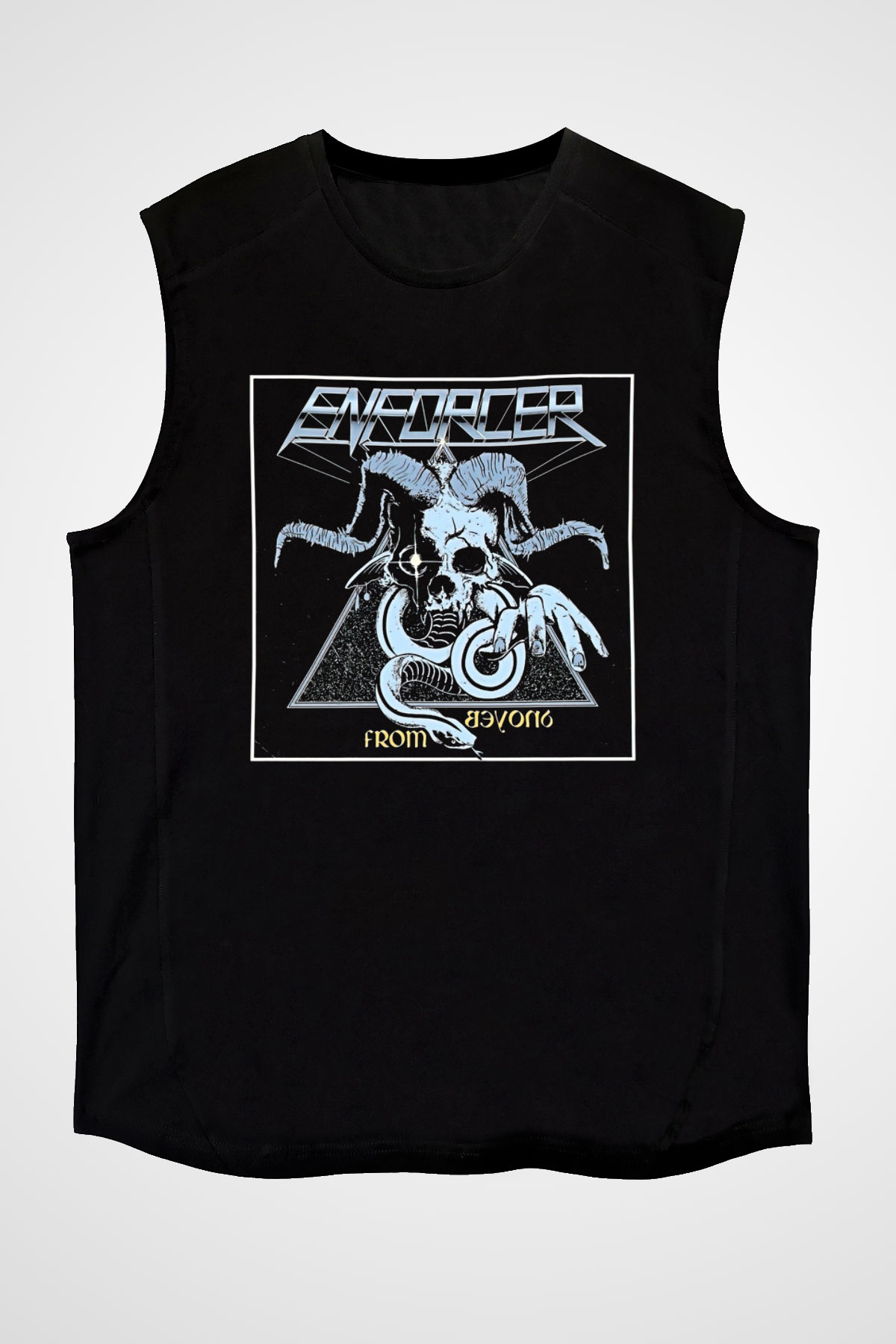Enforcer Baskılı Unisex Siyah Kolsuz Tişört - Tshirt