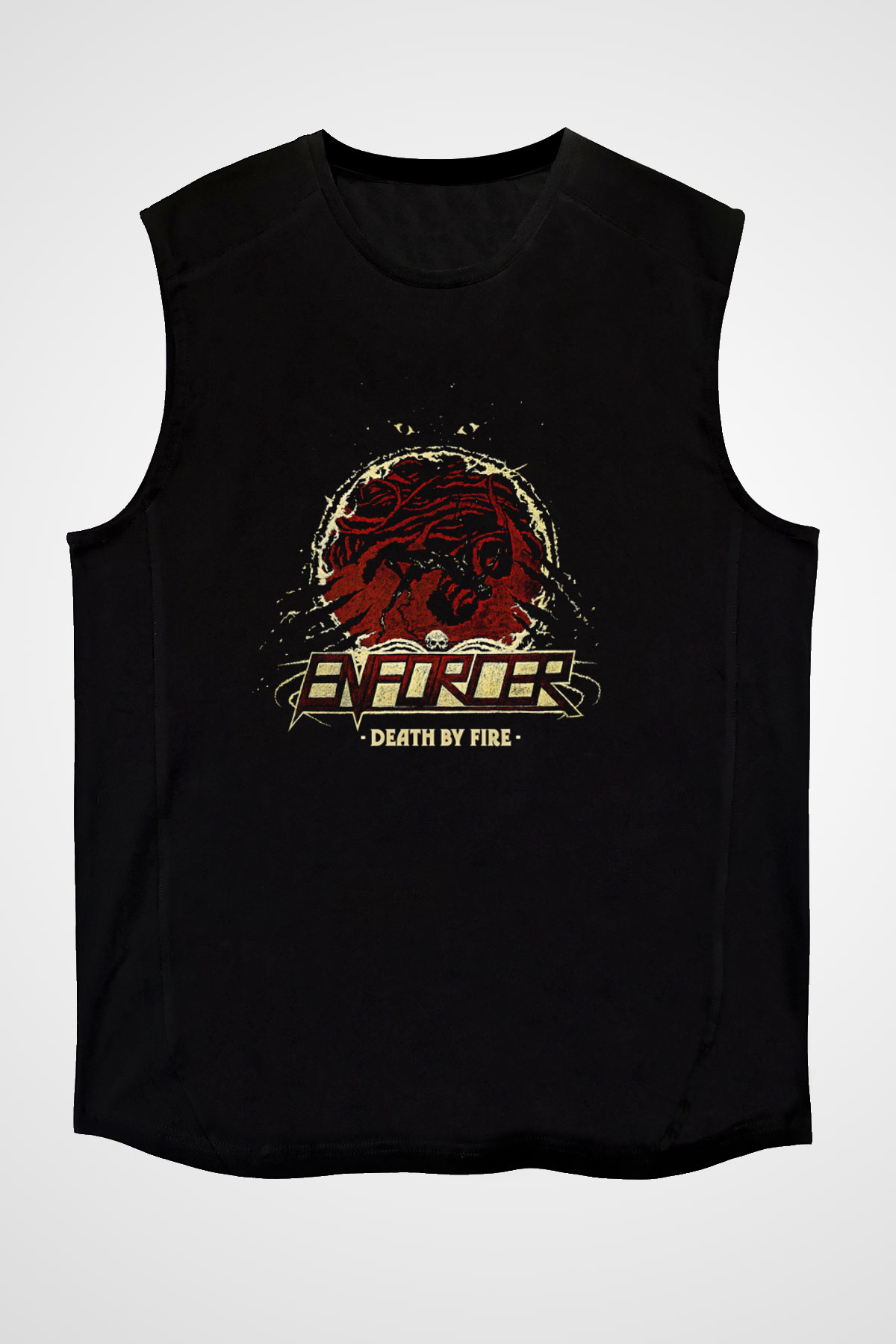 Enforcer Baskılı Unisex Siyah Kolsuz Tişört - Tshirt