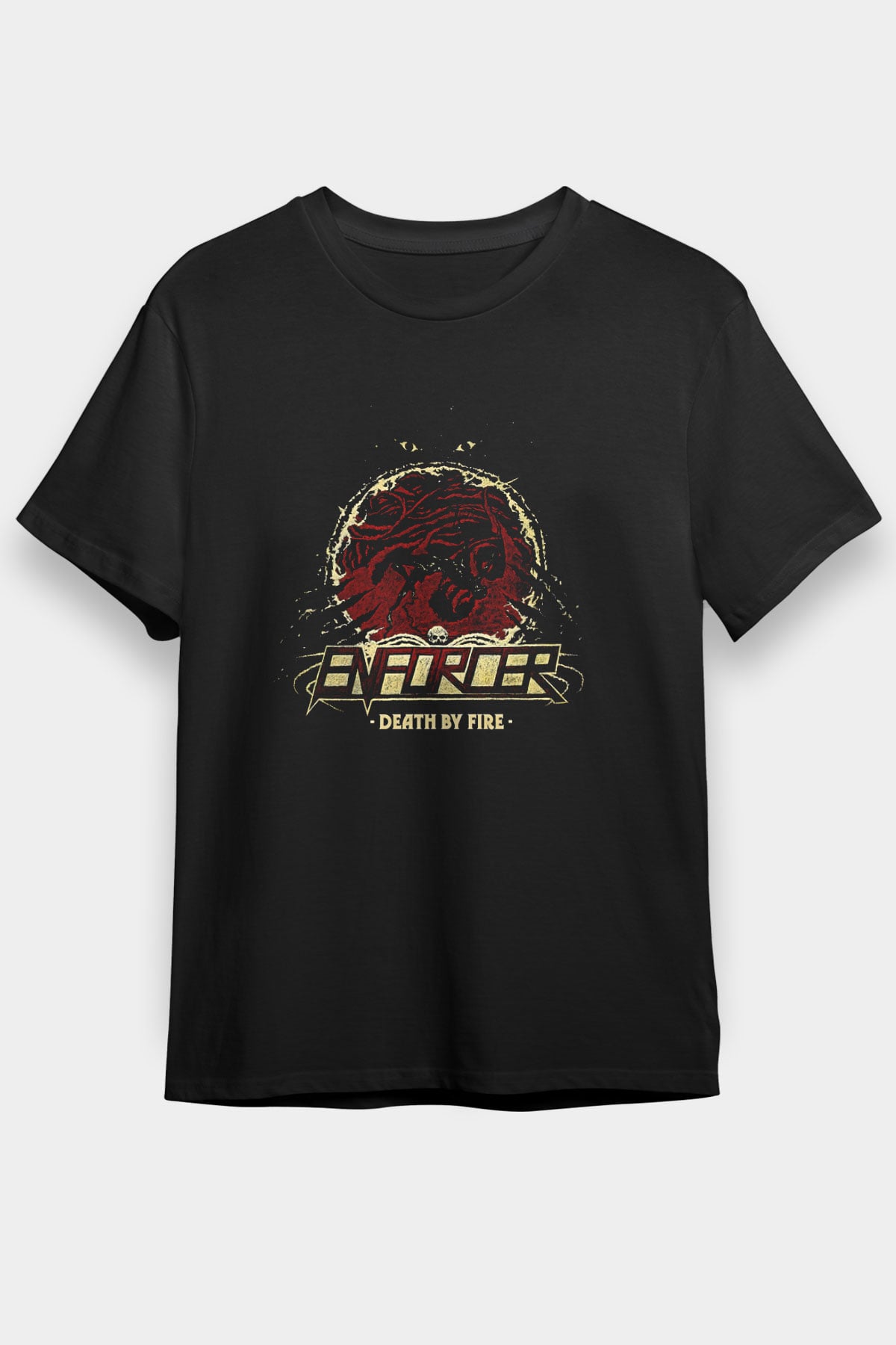 Enforcer Baskılı Unisex Siyah Tişört - Tshirt