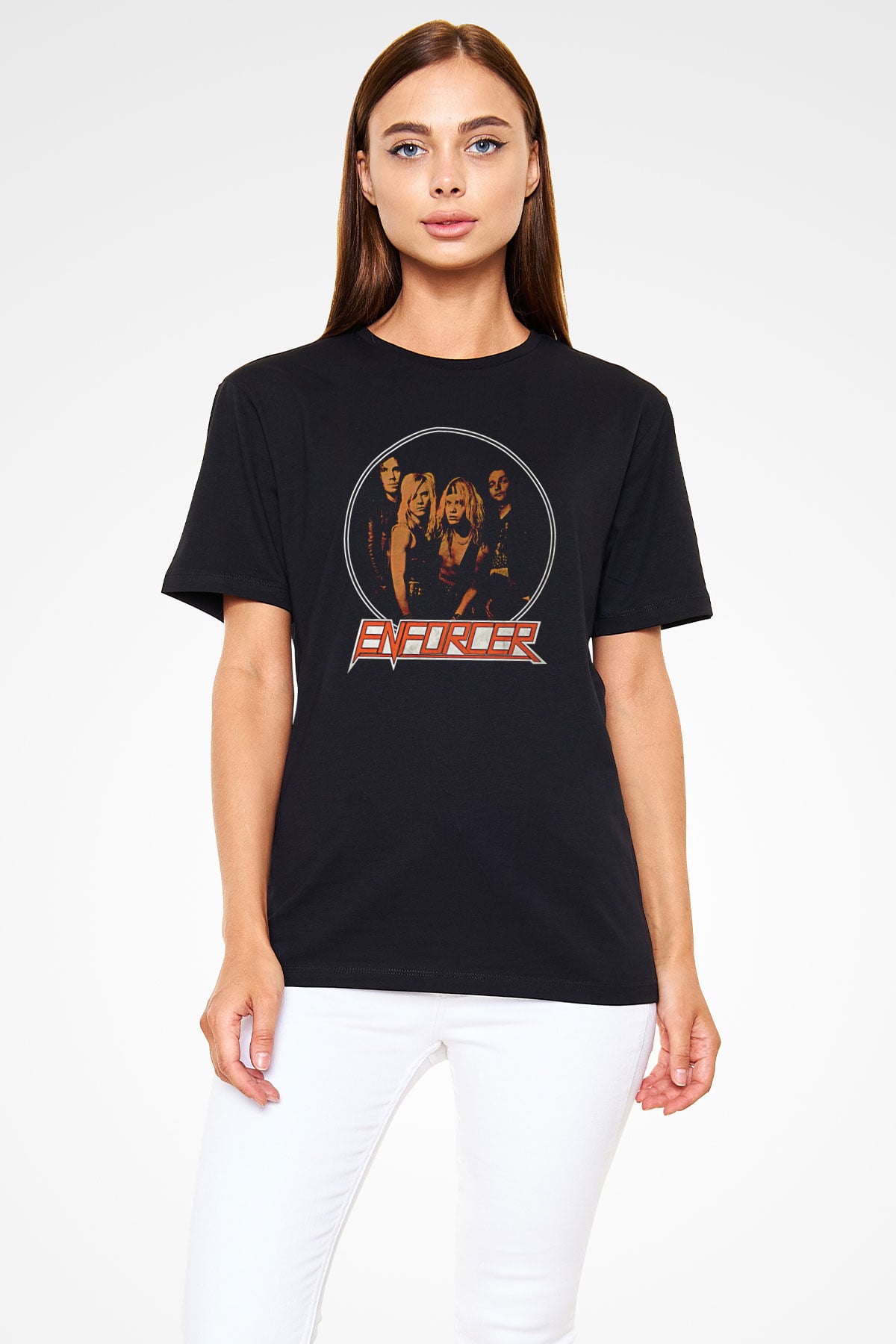 Enforcer Baskılı Unisex Siyah Tişört - Tshirt