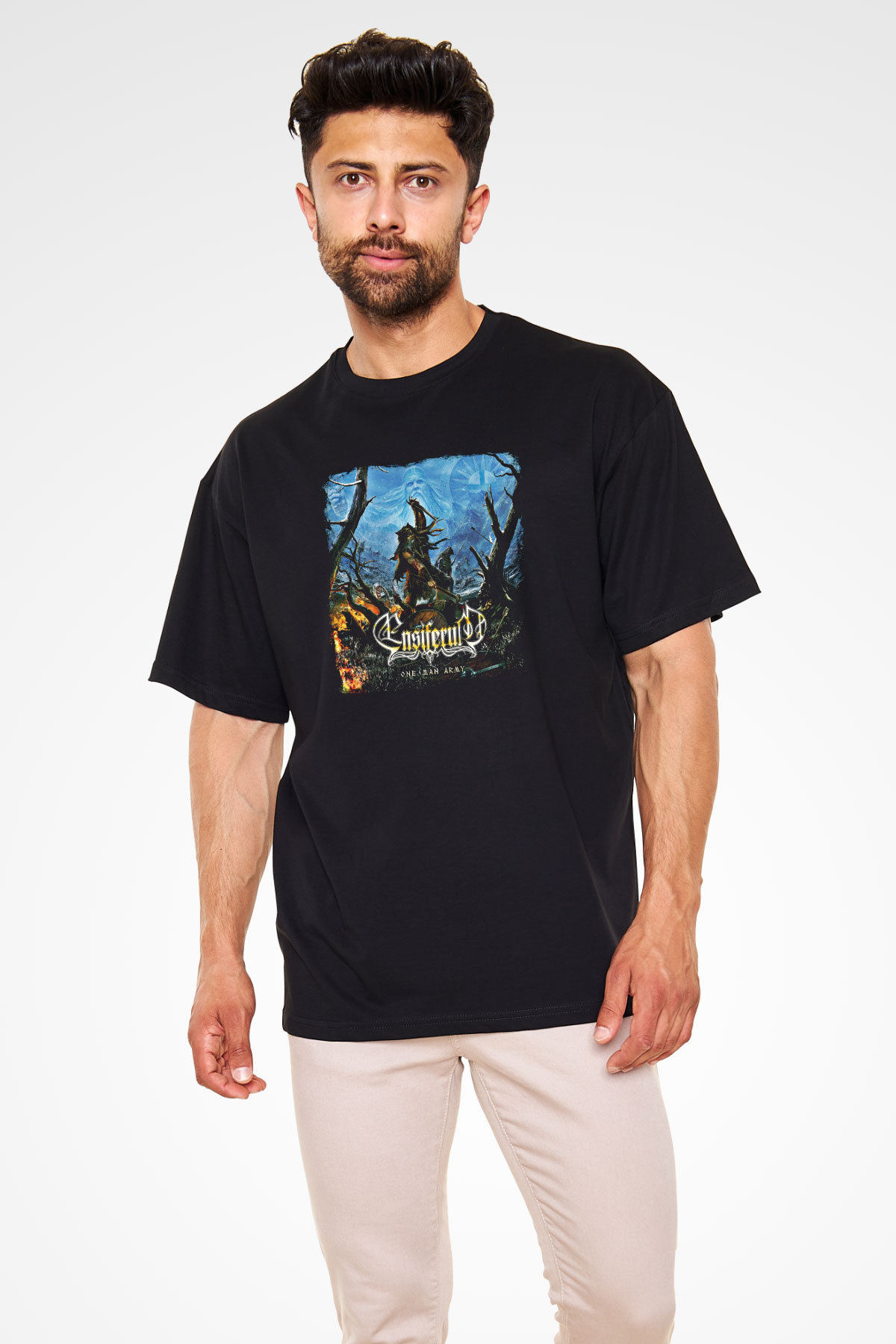 Ensiferum Baskılı Unisex Siyah Oversize Tişört