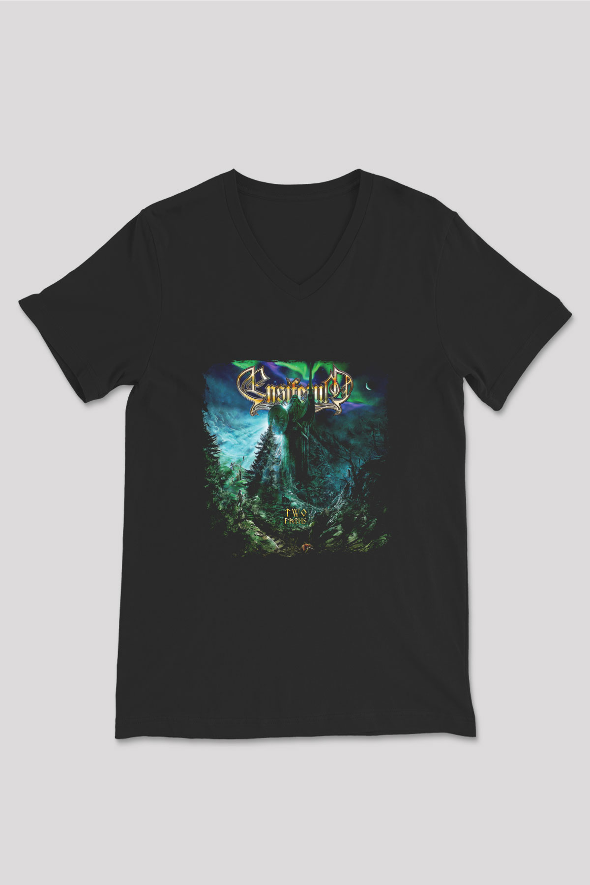 Ensiferum Baskılı Unisex Siyah V Yaka Tişört