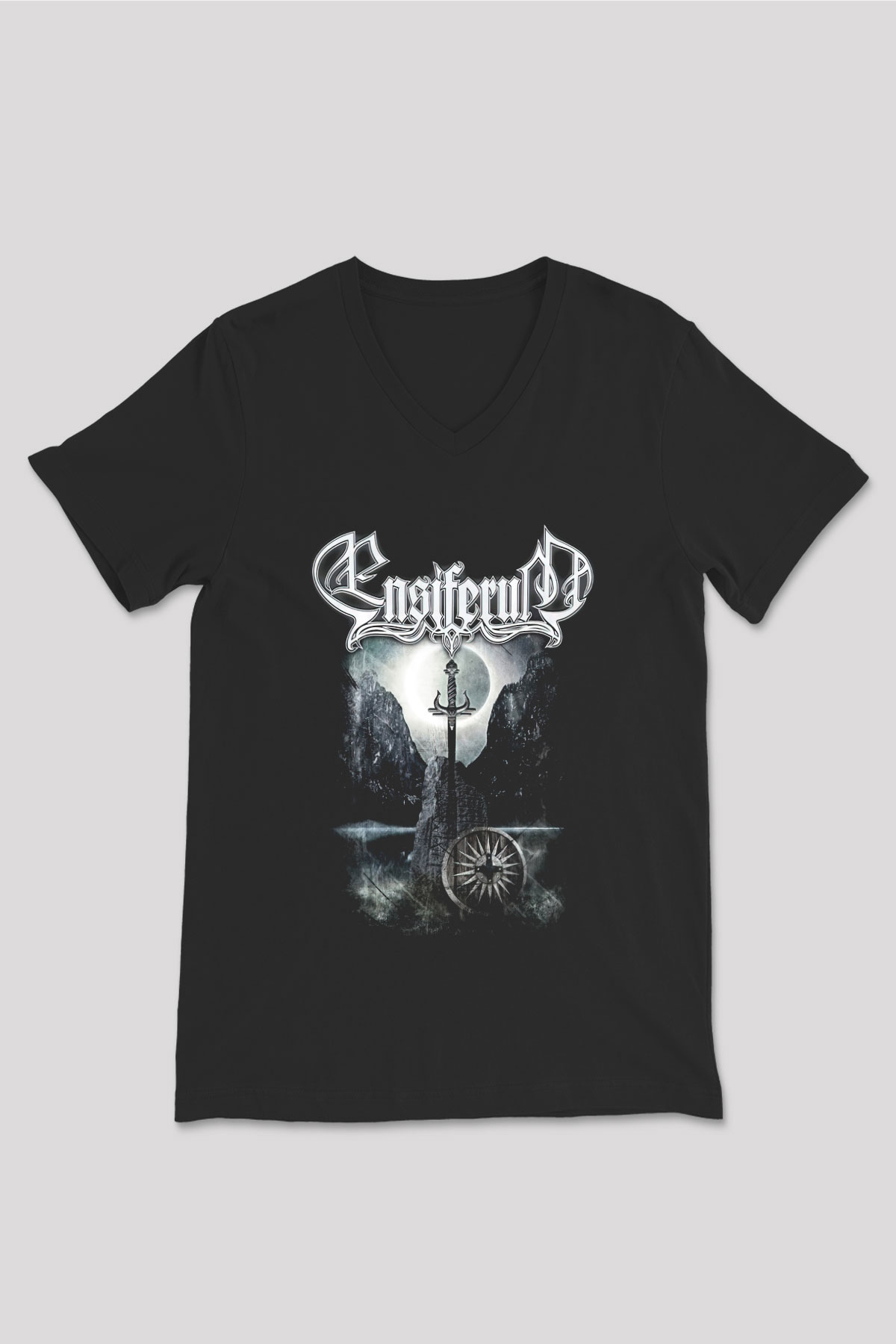Ensiferum Siyah Unisex V Yaka Tişört T-Shirt