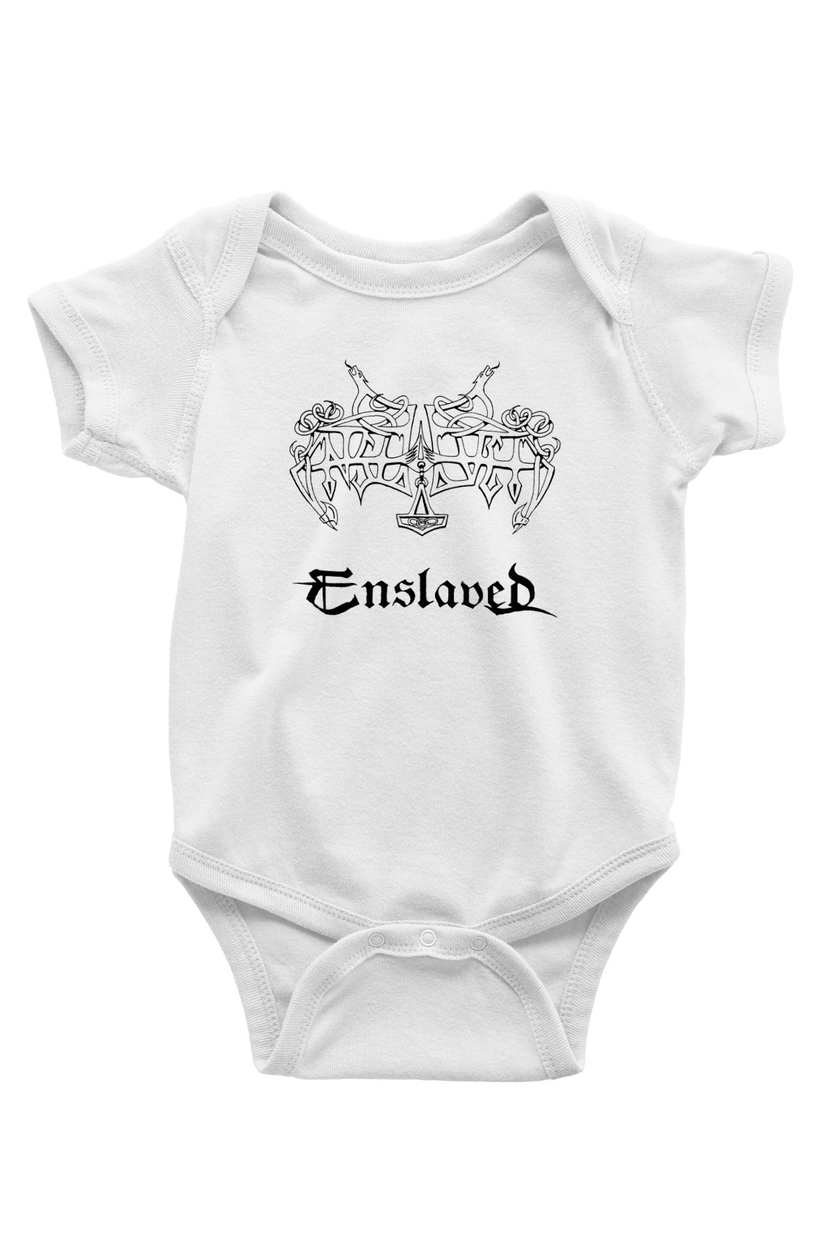 Enslaved Baskılı Beyaz Unisex Bebek Body - Zıbın