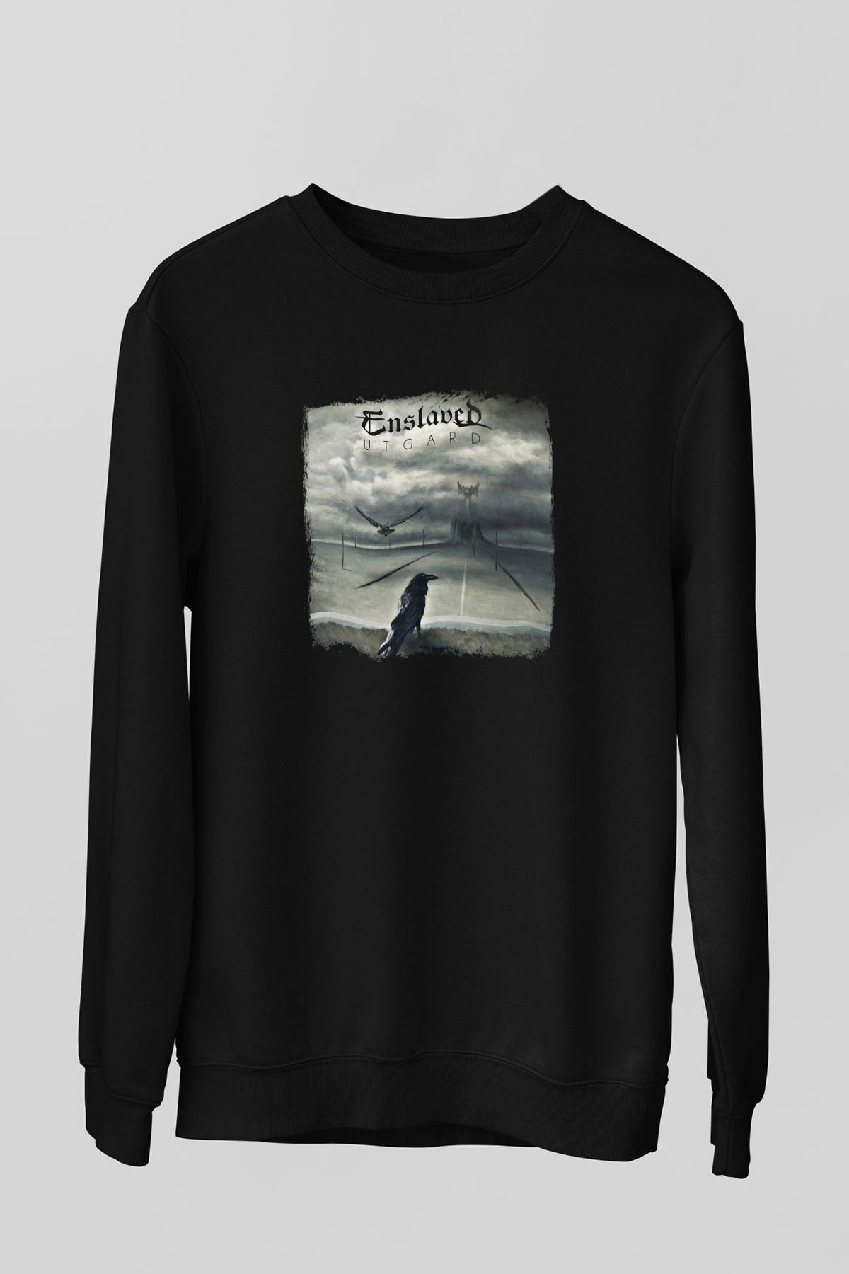 Enslaved Baskılı Unisex Siyah Sweatshirt