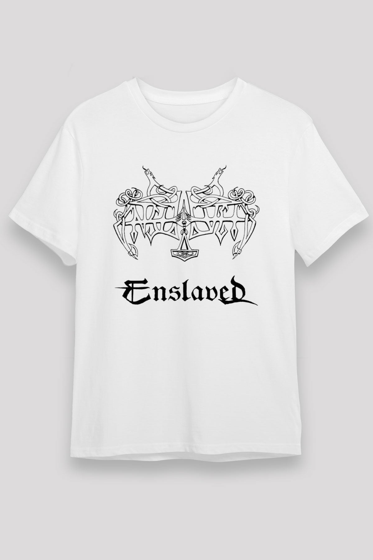 Enslaved Beyaz Unisex Tişört T-Shirt - TişörtFabrikası