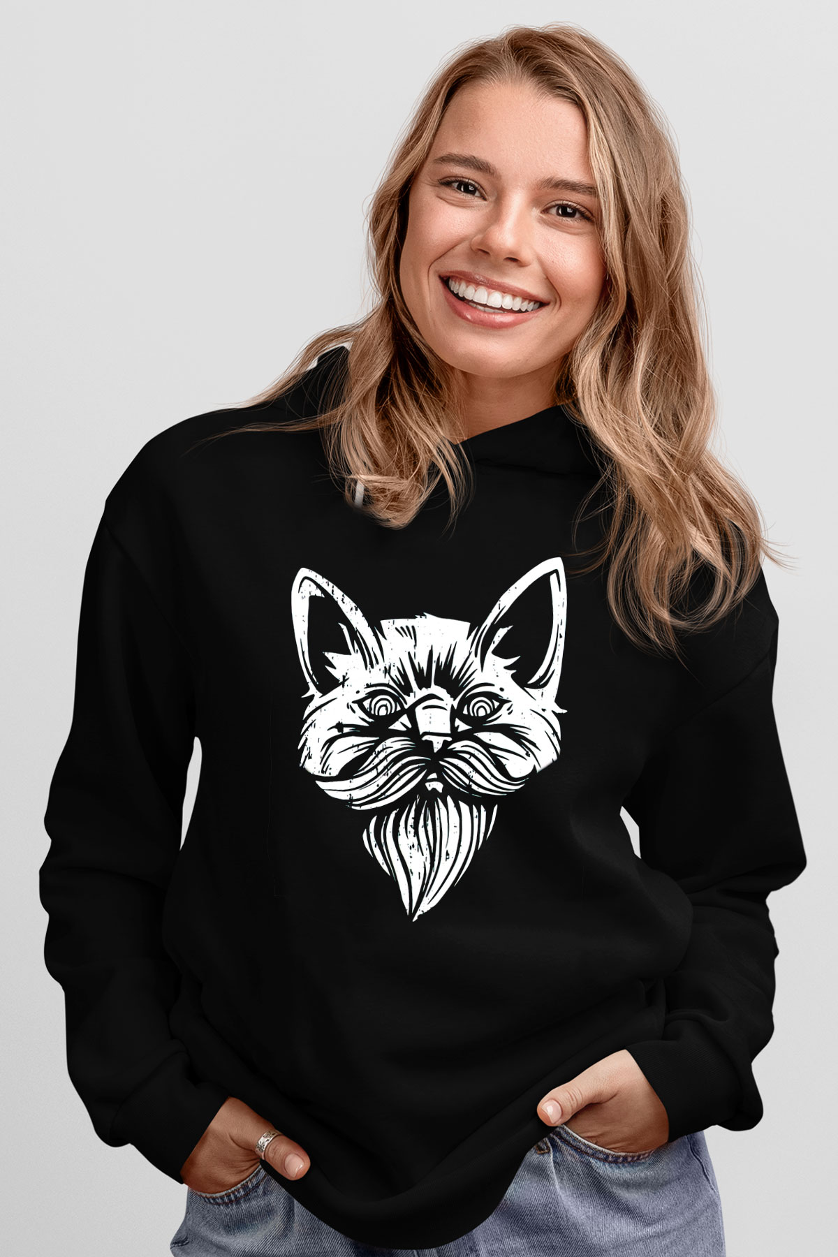 Entellektüel KediSiyah  Unisex Hoodie