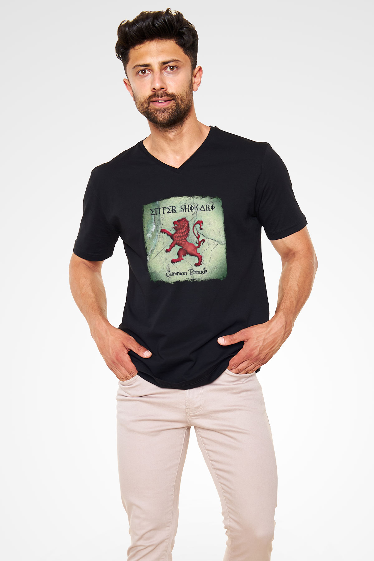 Enter Shikari Baskılı Unisex Siyah V Yaka Tişört