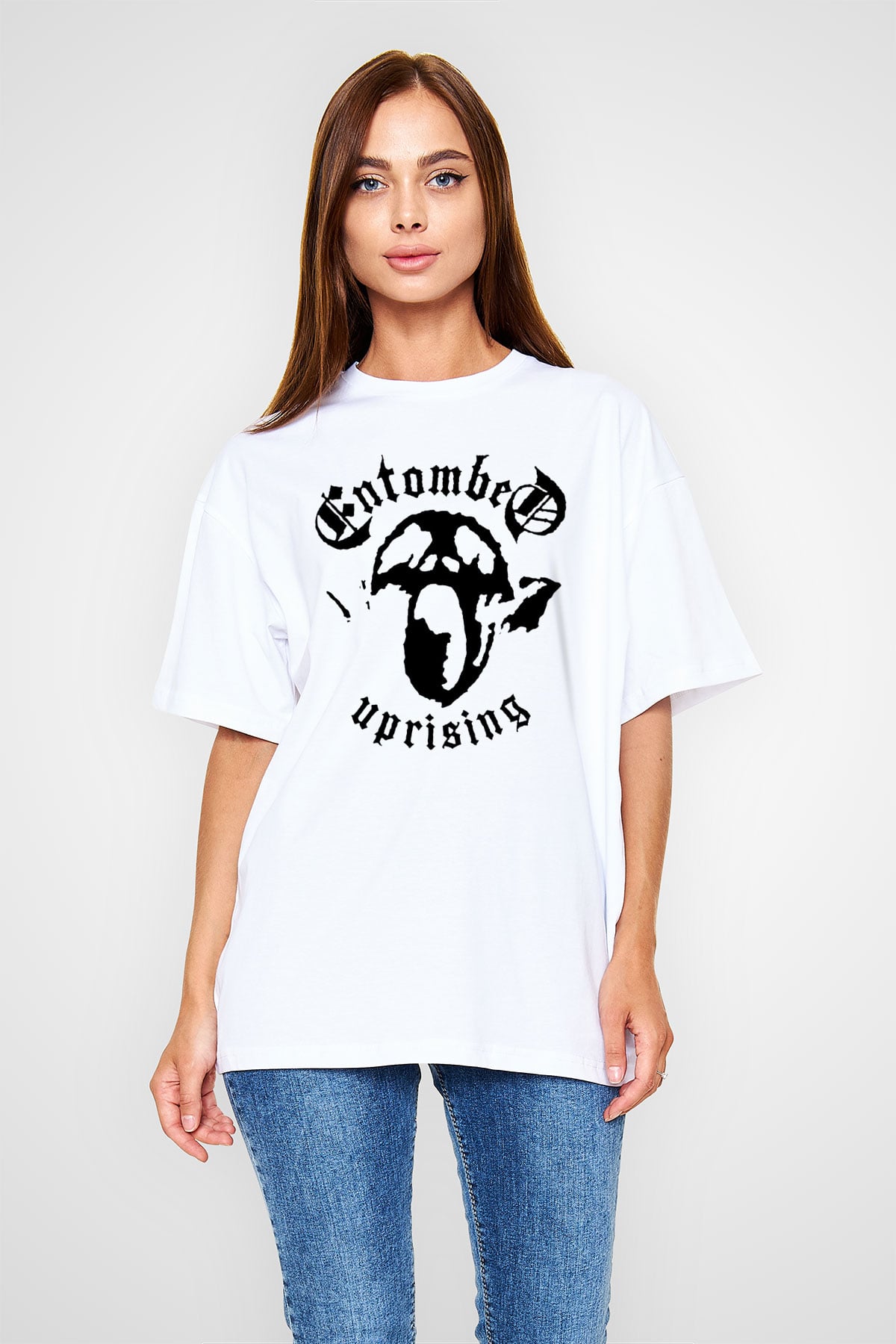 Entombed Beyaz Unisex Oversize Tişört T-Shirt