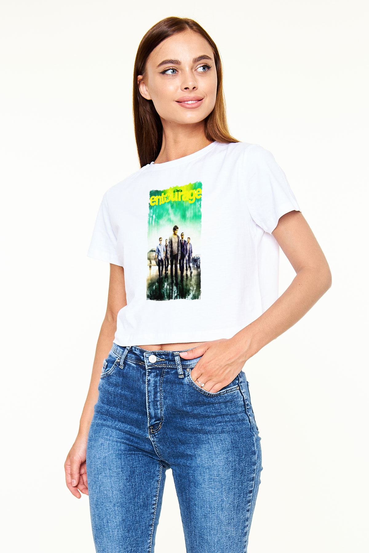 Entourage Beyaz  Crop Top Tişört