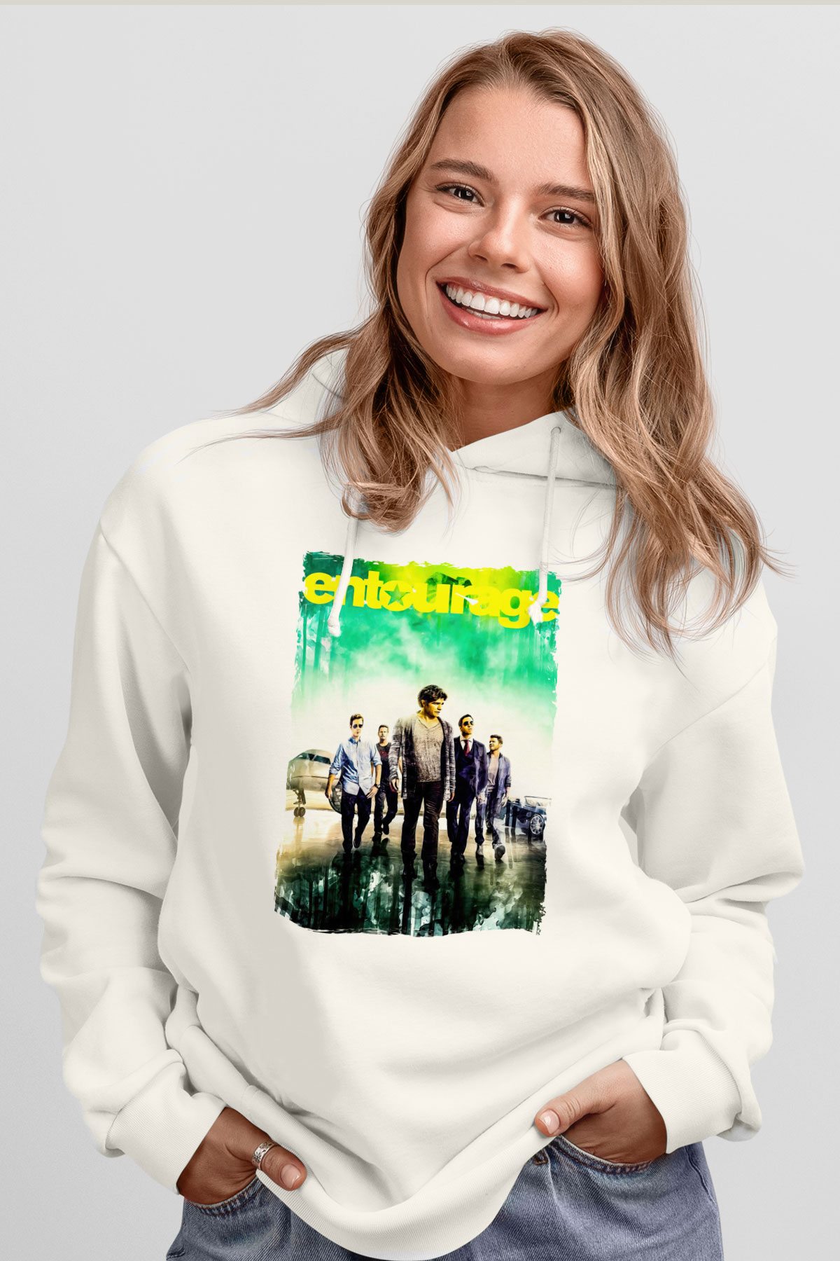 Entourage Beyaz Unisex Hoodie