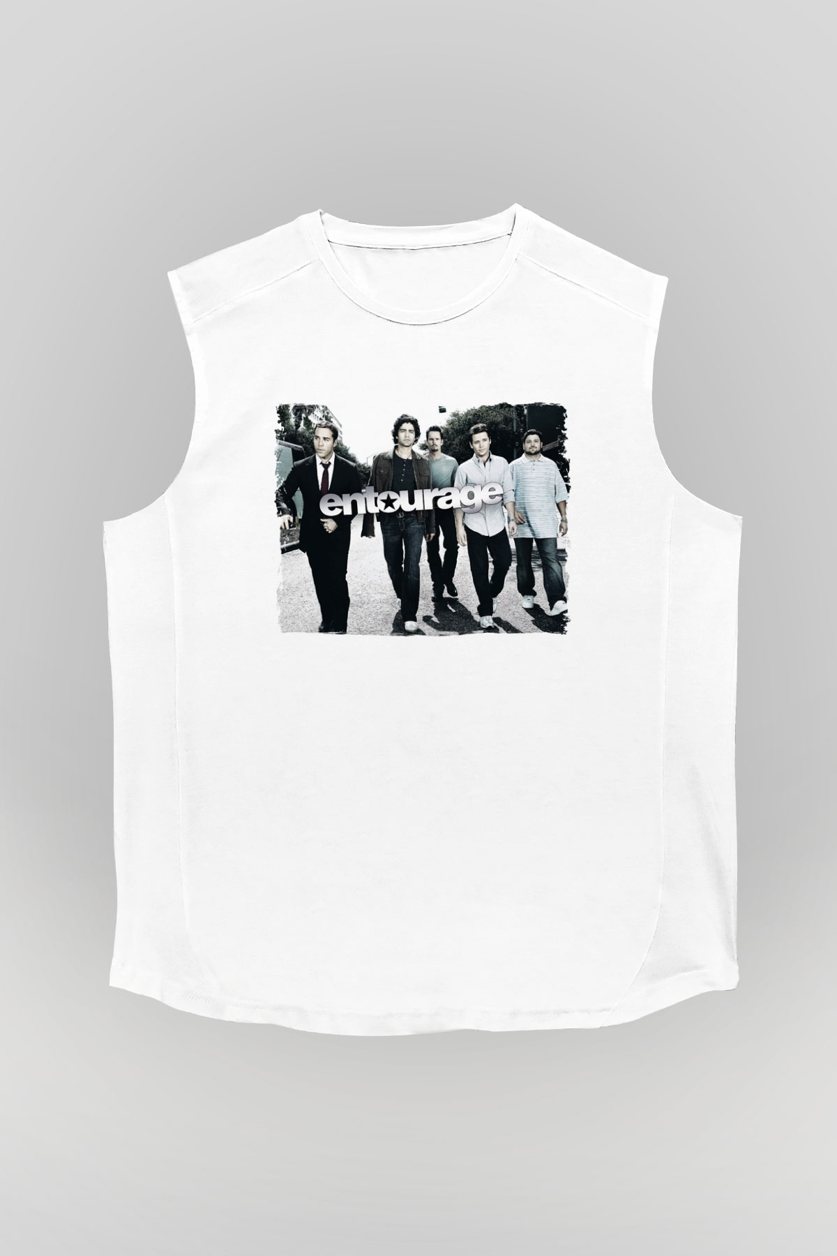 Entourage Beyaz Unisex Kolsuz Tişört