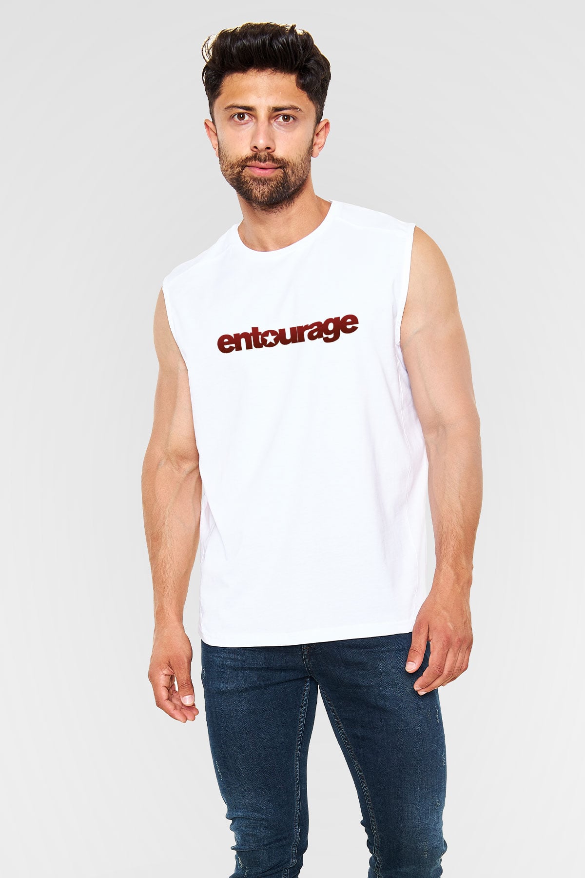 Entourage Beyaz Unisex Kolsuz Tişört