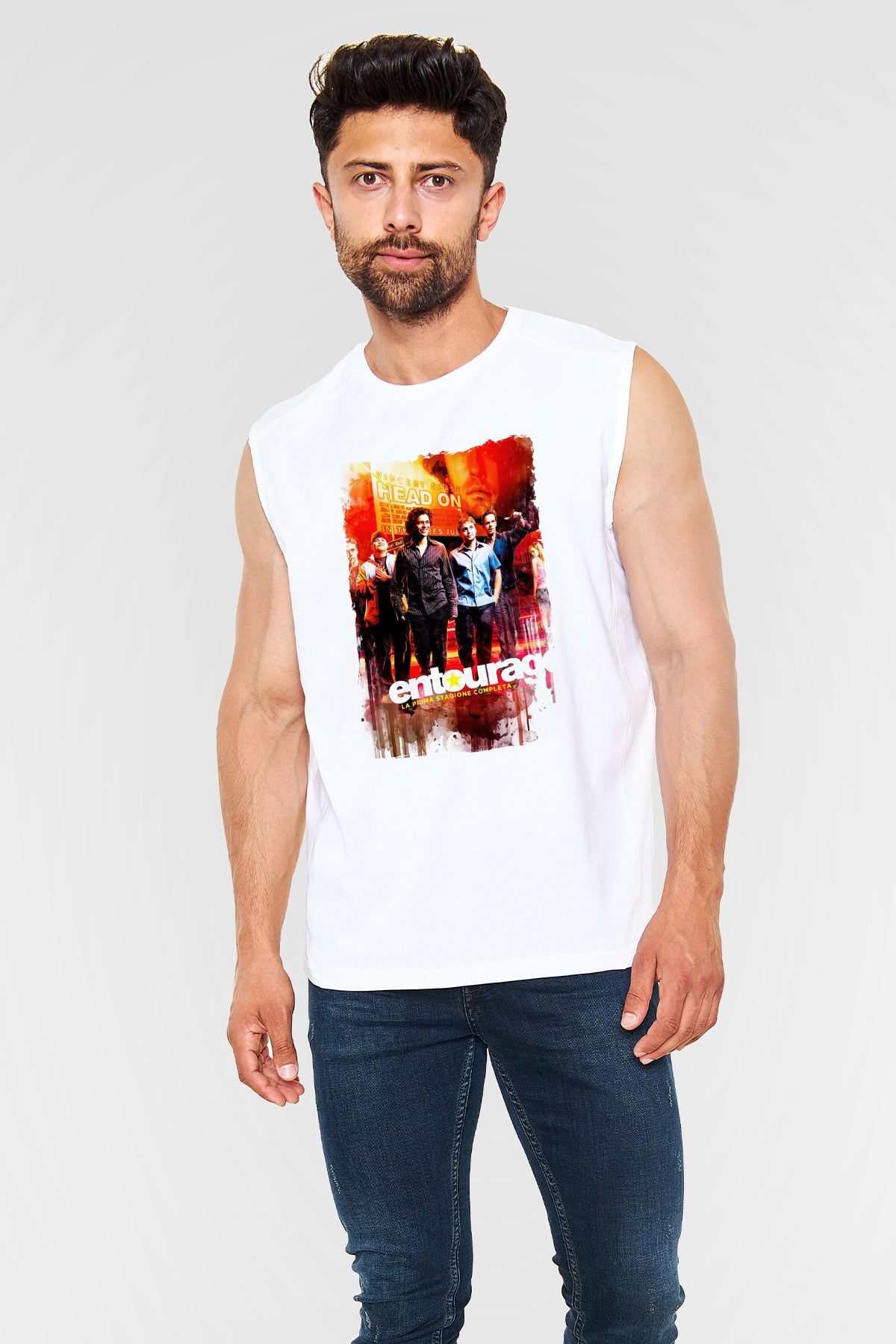 Entourage Beyaz Unisex Kolsuz Tişört