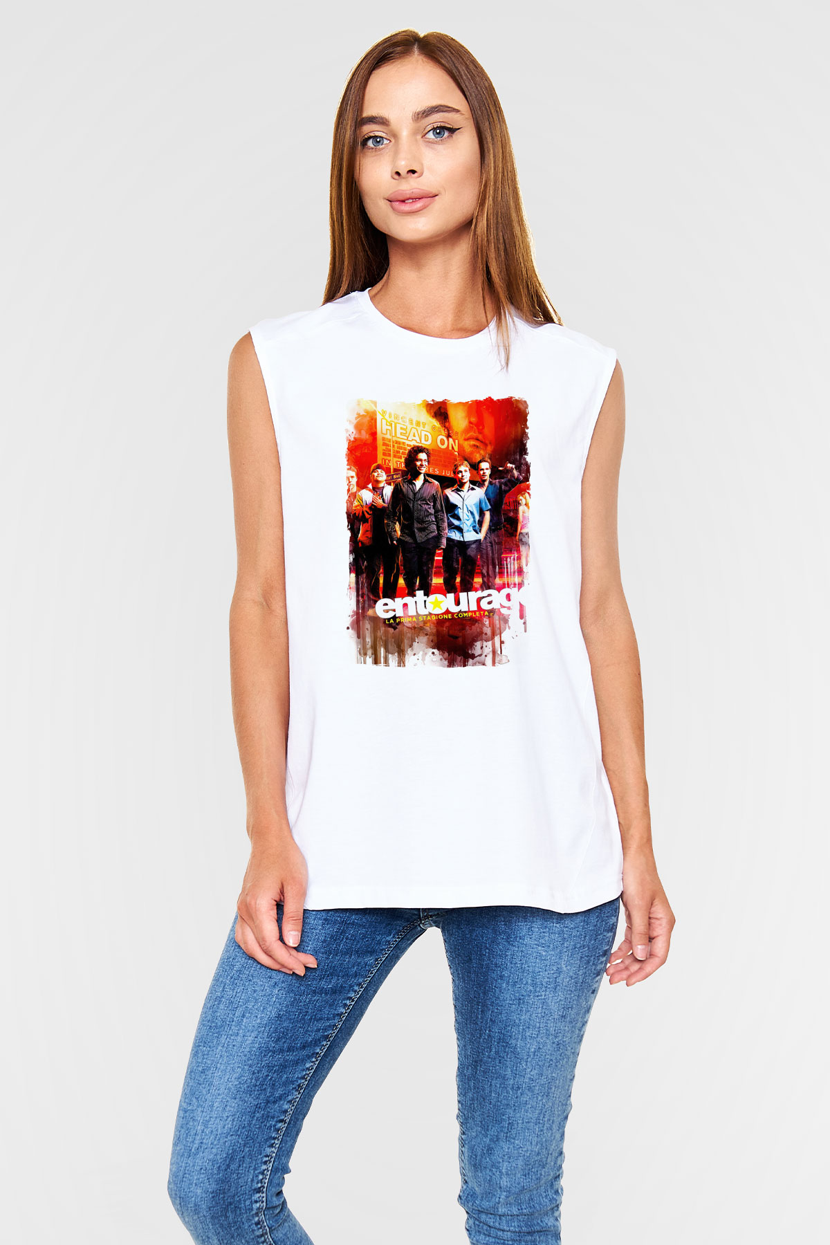 Entourage Beyaz Unisex Kolsuz Tişört