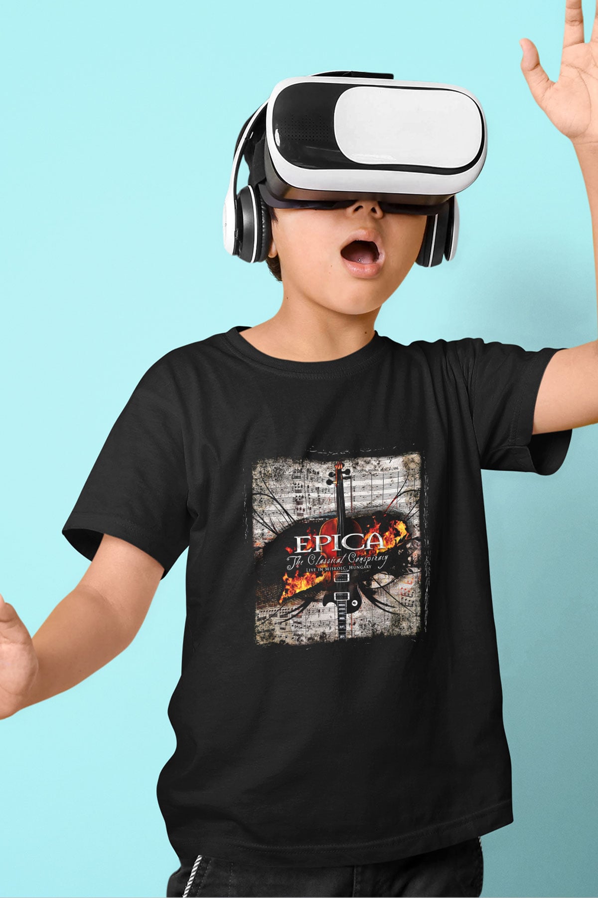 Epica Baskılı Unisex Siyah Çocuk Tişört