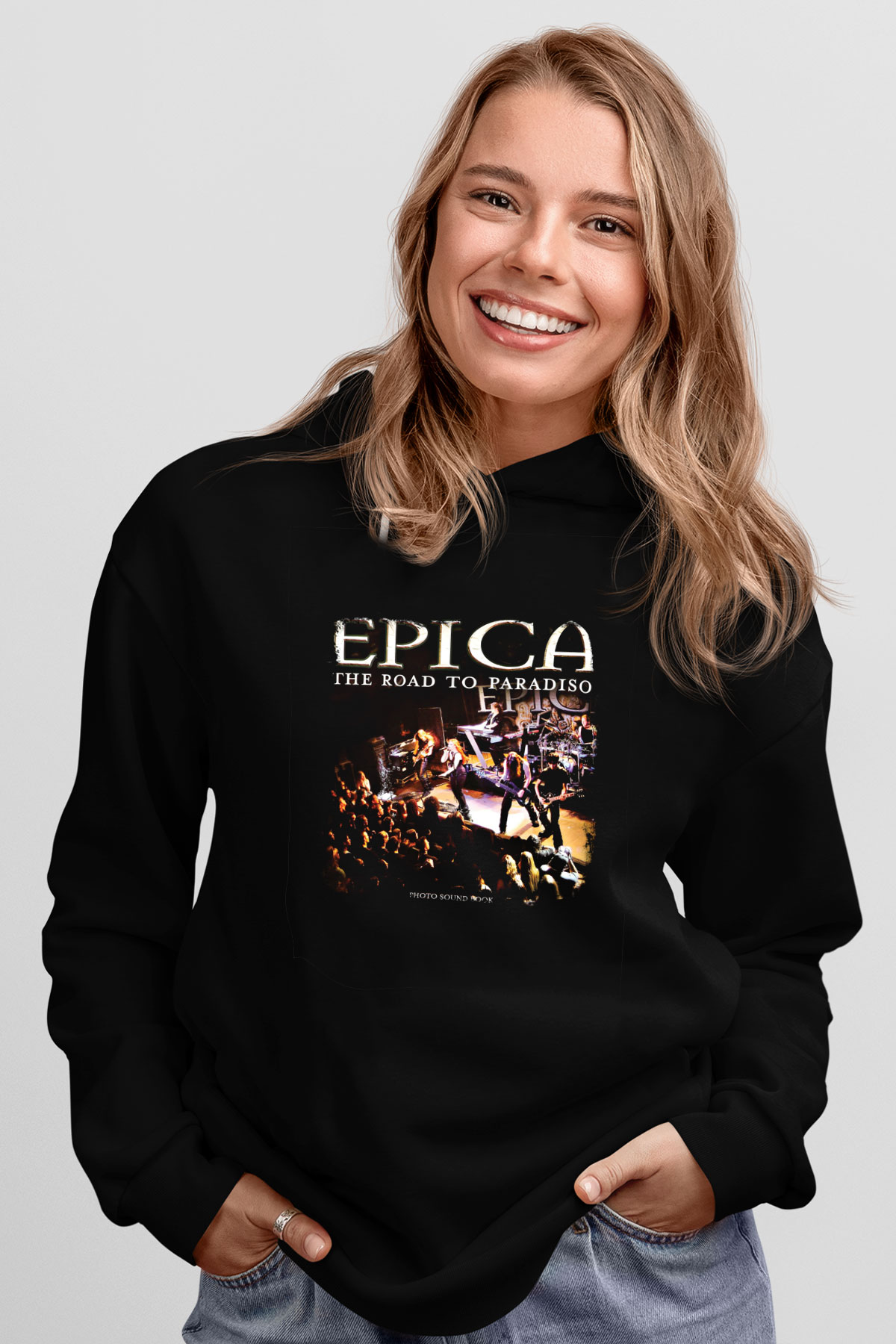 Epica Baskılı Unisex Siyah Hoodie
