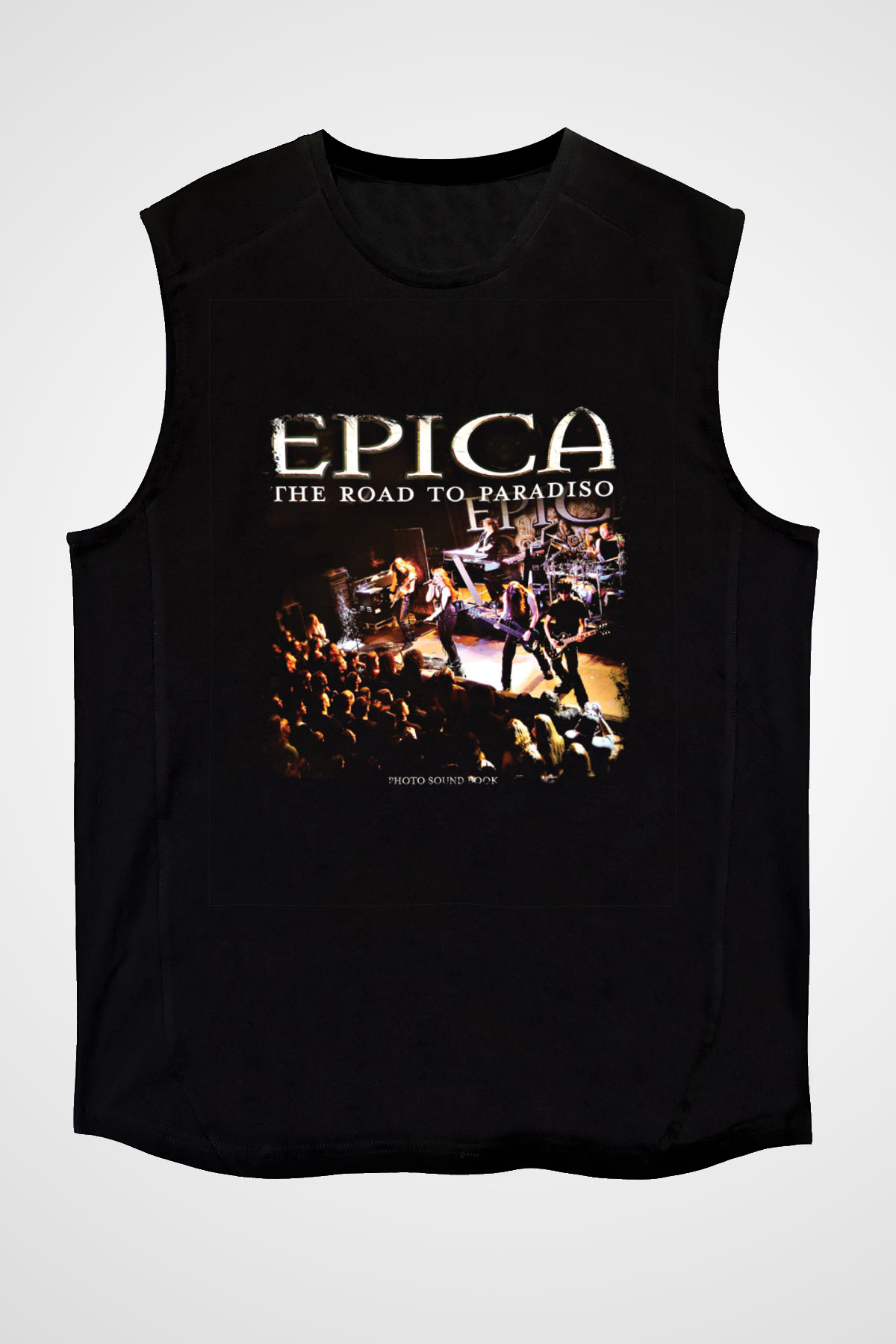 Epica Baskılı Unisex Siyah Kolsuz Tişört