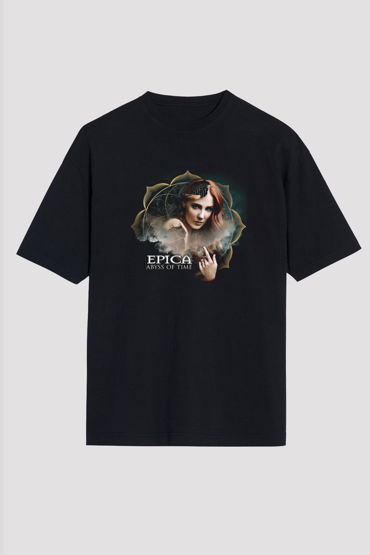 Epica Baskılı Unisex Siyah Oversize Tişört